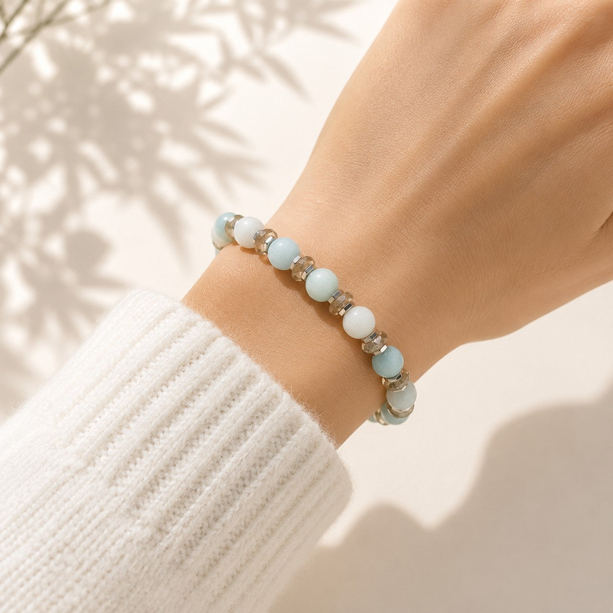 Natural Amazonite Labradorite Bracelet, Personalized Initial Bracelet for Women, Waterproof Adjustable Gemstone Bracelet, Calming Gift for Her