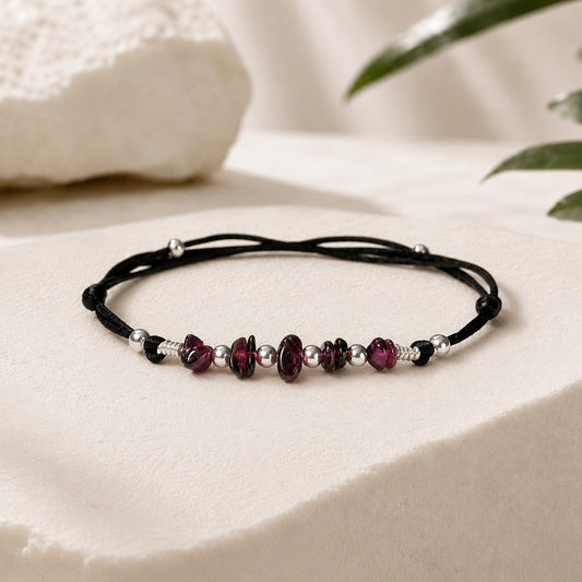 Personalized Garnet Anklet – Waterproof Adjustable Birthstone Jewelry