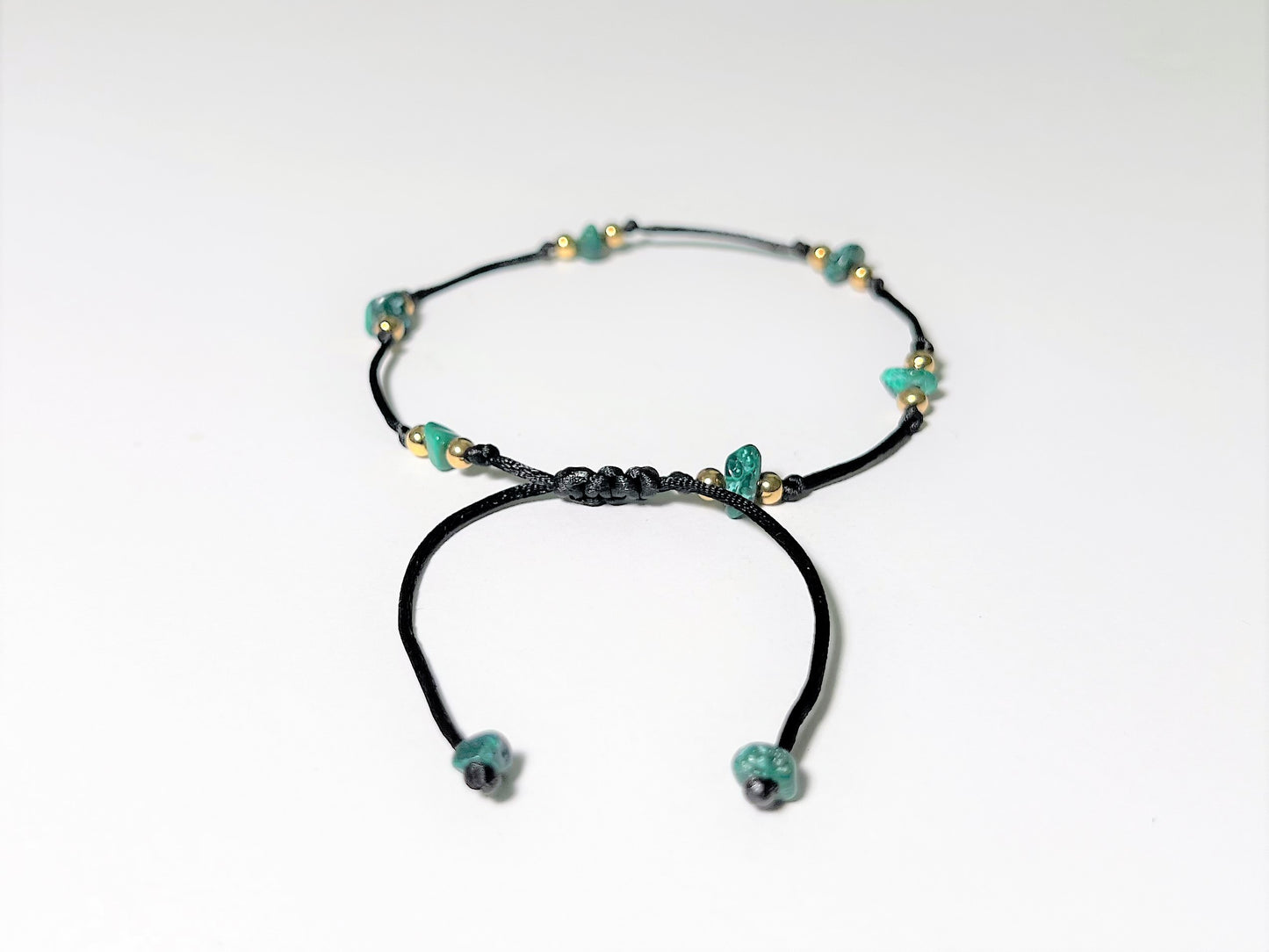 Natural Malachite Anklet, Personalized Initial Anklet for Women, Waterproof Adjustable Gemstone Anklet, Gold Filled Beads Gift
