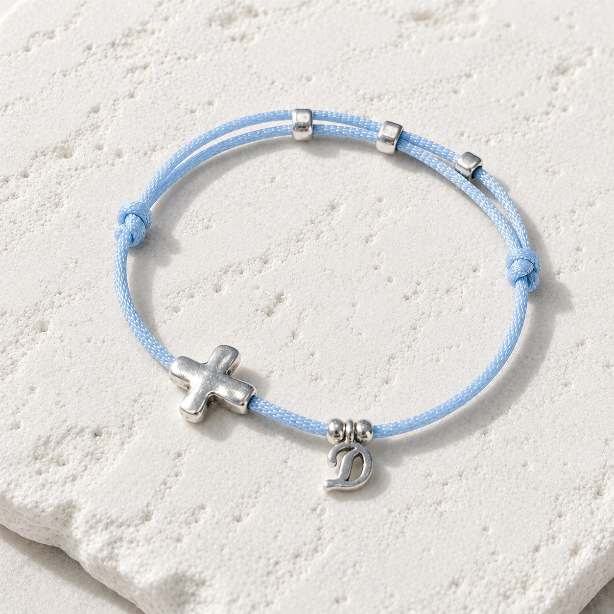 Silver Sideways Cross Bracelet - side view