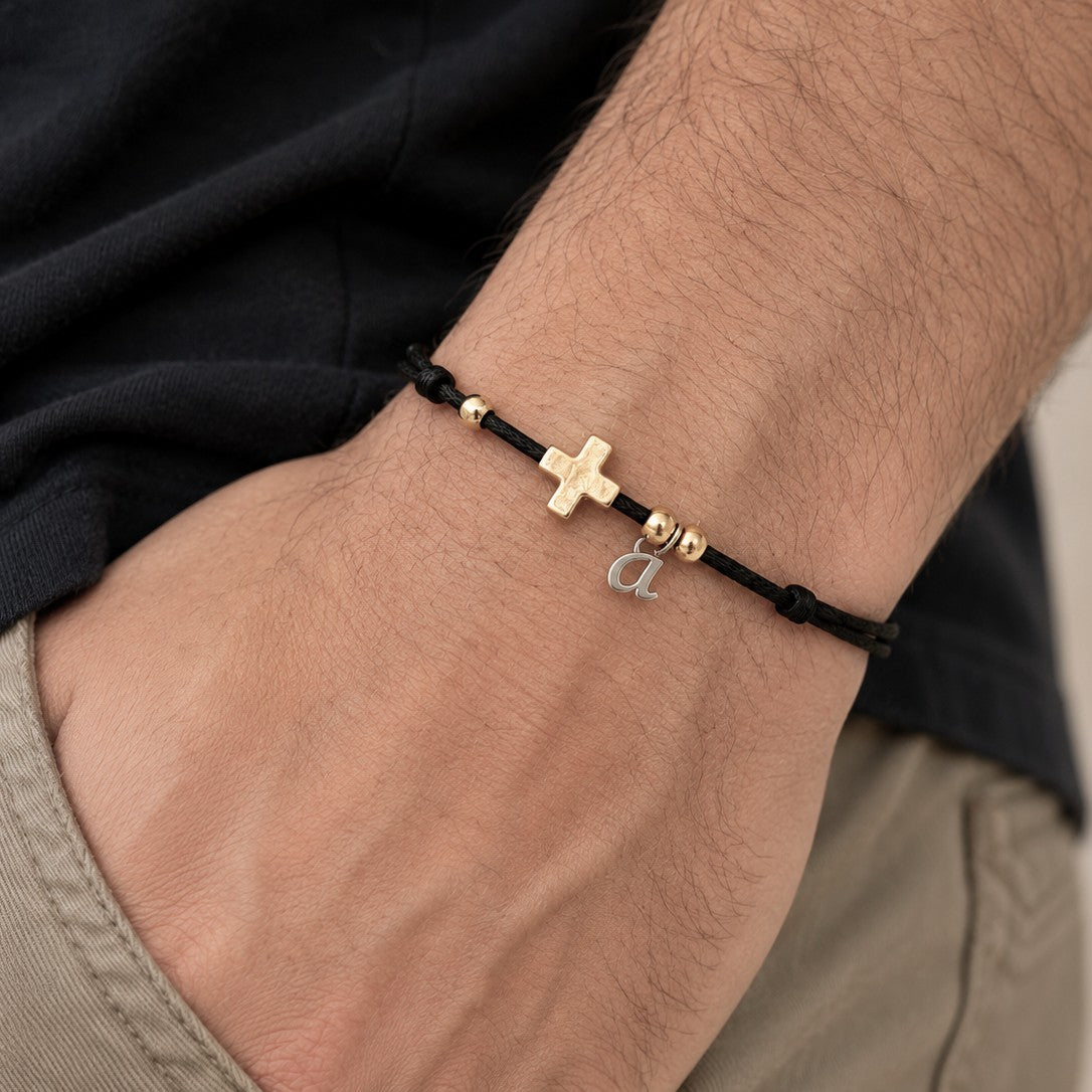 Personalized Cross Bracelet, 18K Gold Filled Christian Bracelet, Adjustable and Waterproof Faith Gift