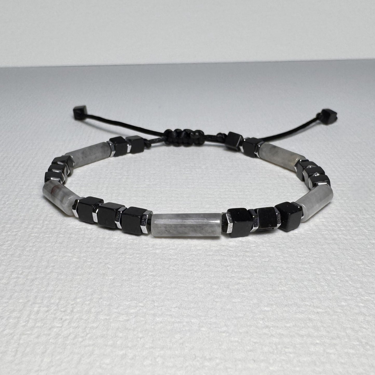 Eagle Eye & Black Onyx Bracelet: Adjustable Gemstone Beaded Bracelet, Initial Charm Option, Gift for Him and Her