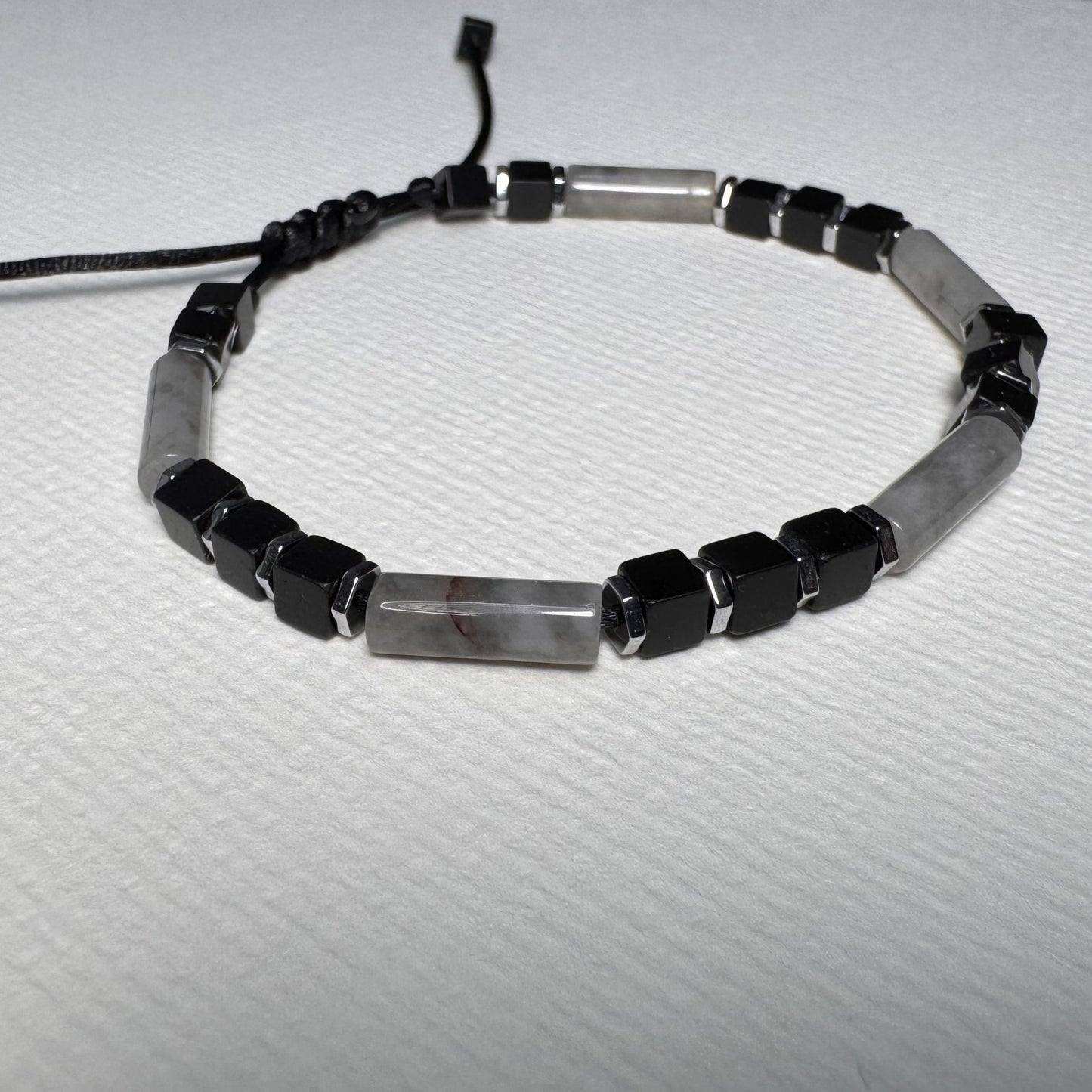 Eagle Eye & Black Onyx Bracelet: Adjustable Gemstone Beaded Bracelet, Initial Charm Option, Gift for Him and Her