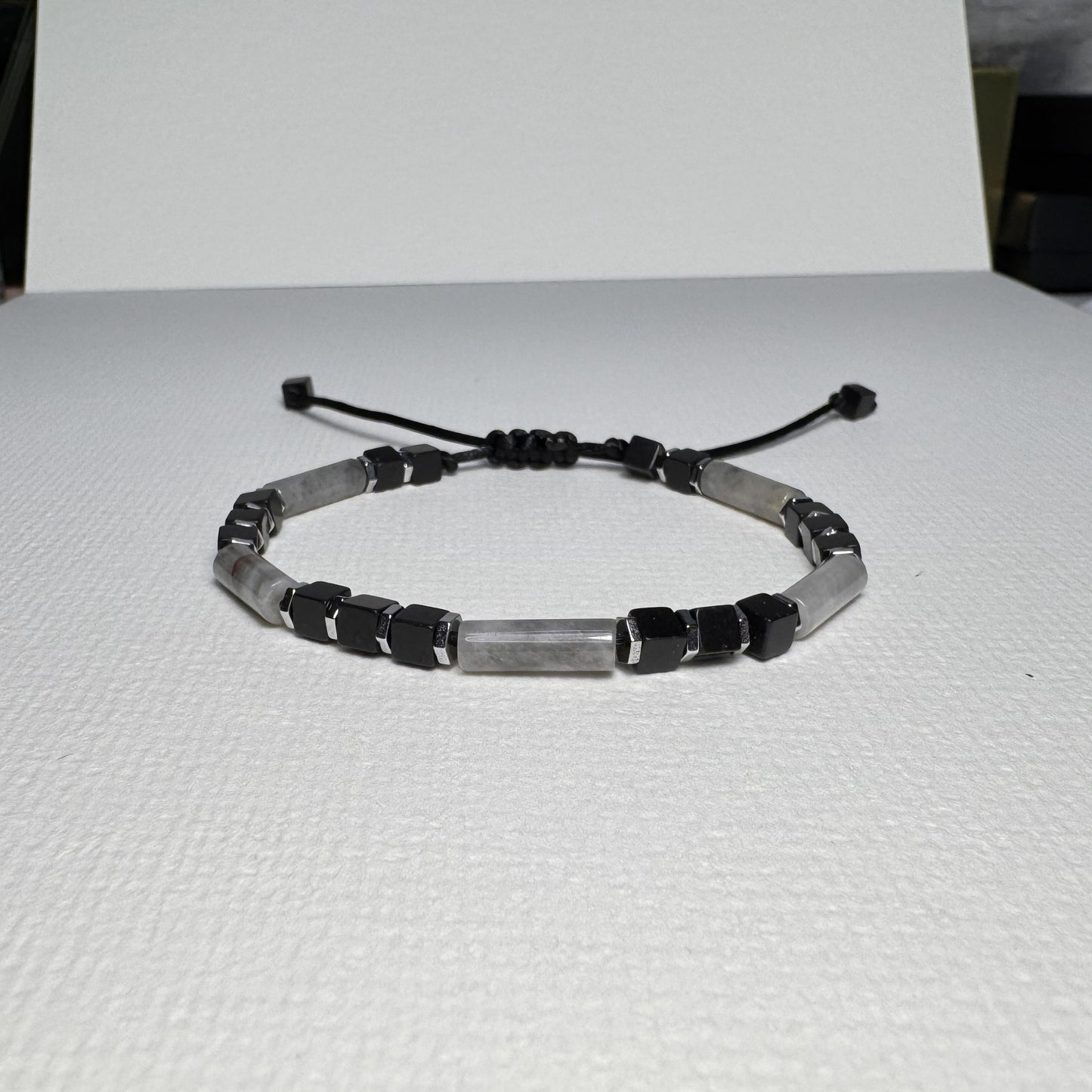 Eagle Eye & Black Onyx Bracelet: Adjustable Gemstone Beaded Bracelet, Initial Charm Option, Gift for Him and Her