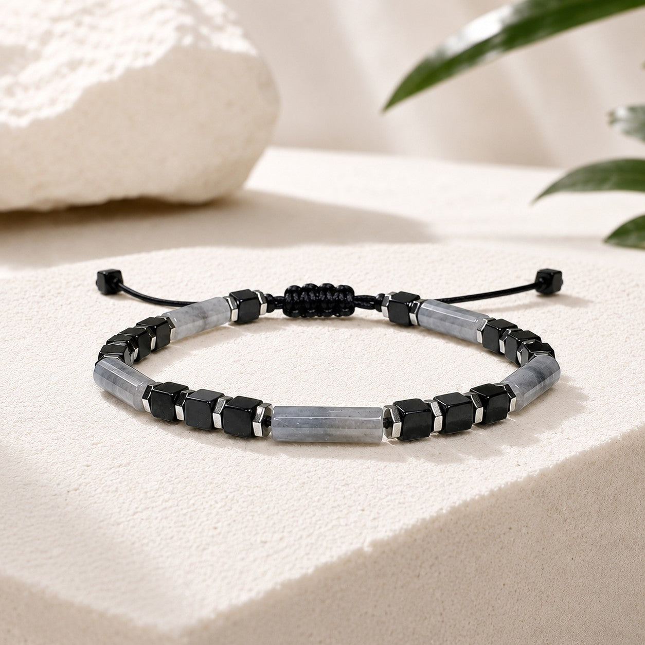 Eagle Eye & Black Onyx Bracelet: Adjustable Gemstone Beaded Bracelet, Initial Charm Option, Gift for Him and Her