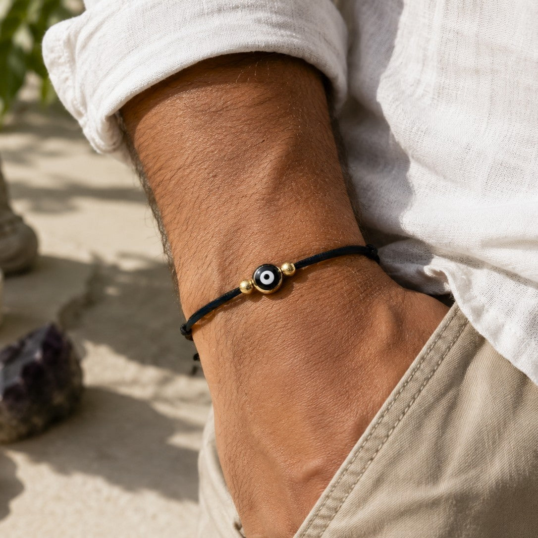 Mini Evil Eye Bracelet: Gold Filled Charm, Good Luck Amulet - gift packaging