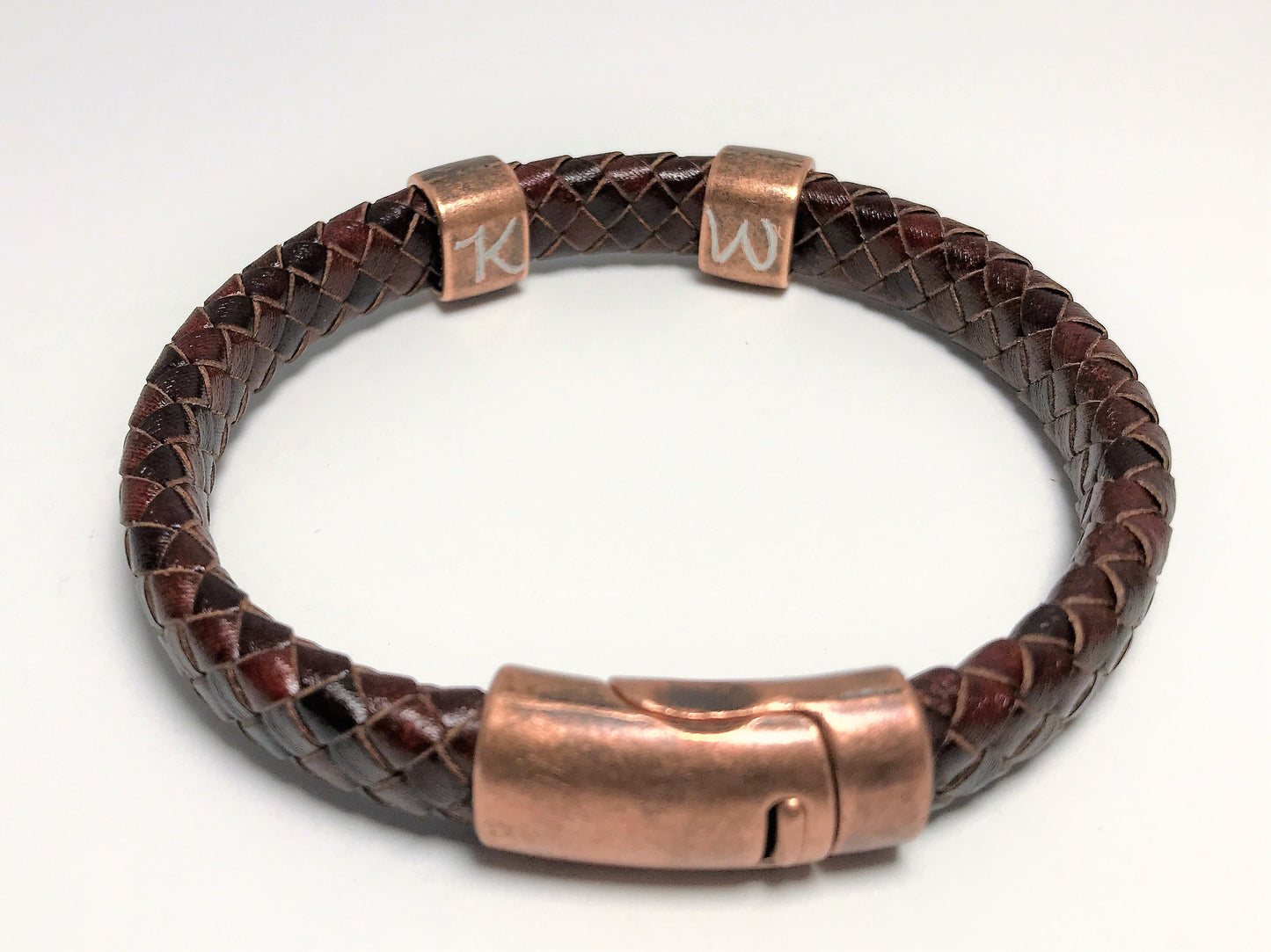 Personalized Braided Leather Bracelet, Custom Engraved Men's Bracelet, Magnetic Clasp Gift for Dad, Husband, Son