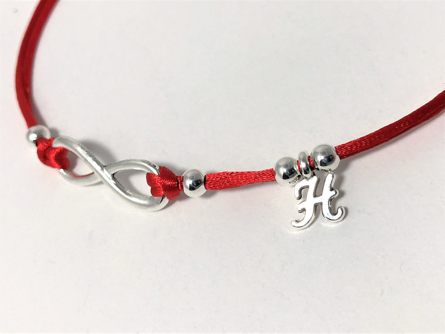 Couples Red String Infinity Bracelet Set: Personalized Initial, Waterproof