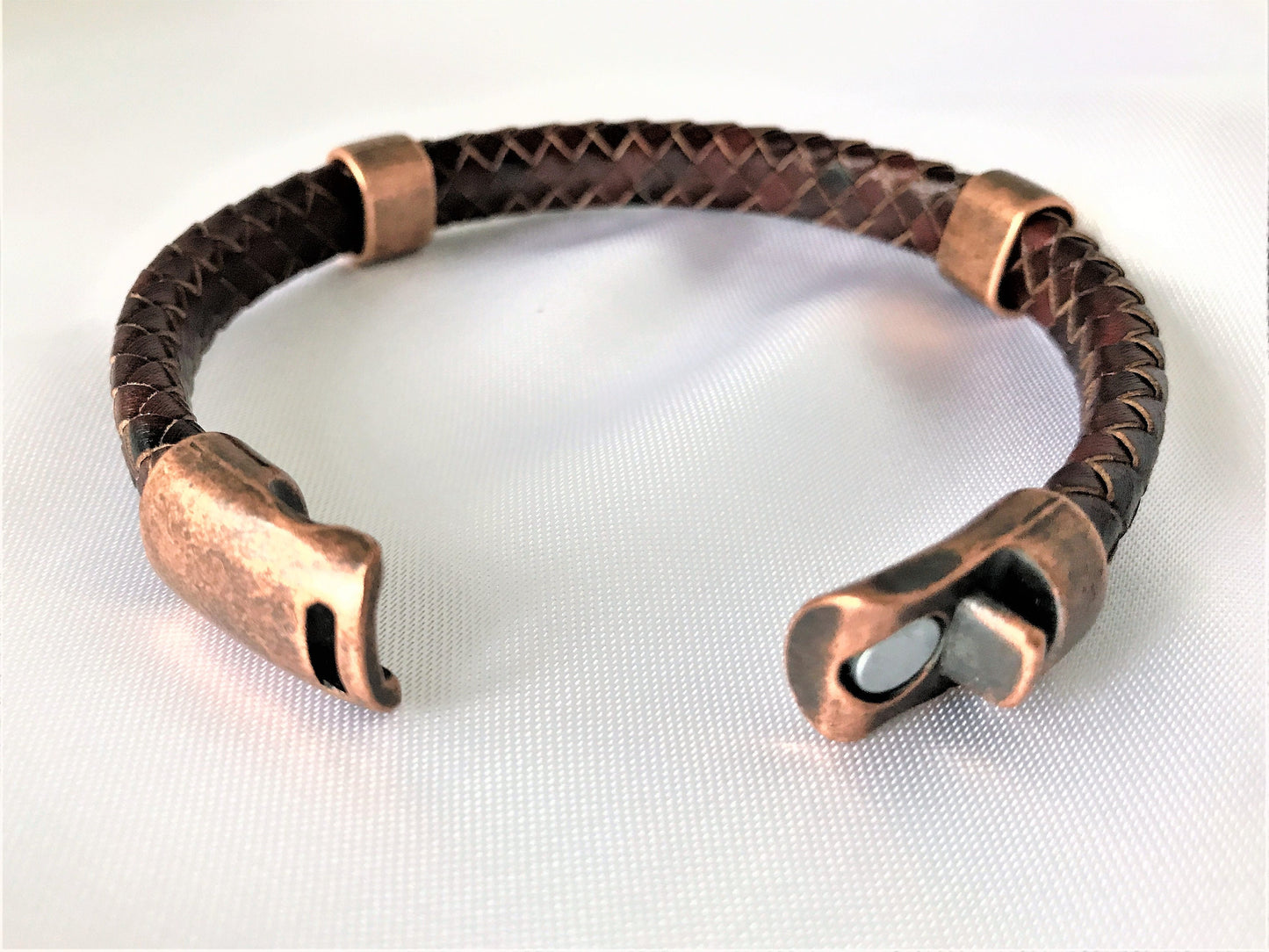 Personalized Braided Leather Bracelet, Custom Engraved Men's Bracelet, Magnetic Clasp Gift for Dad, Husband, Son