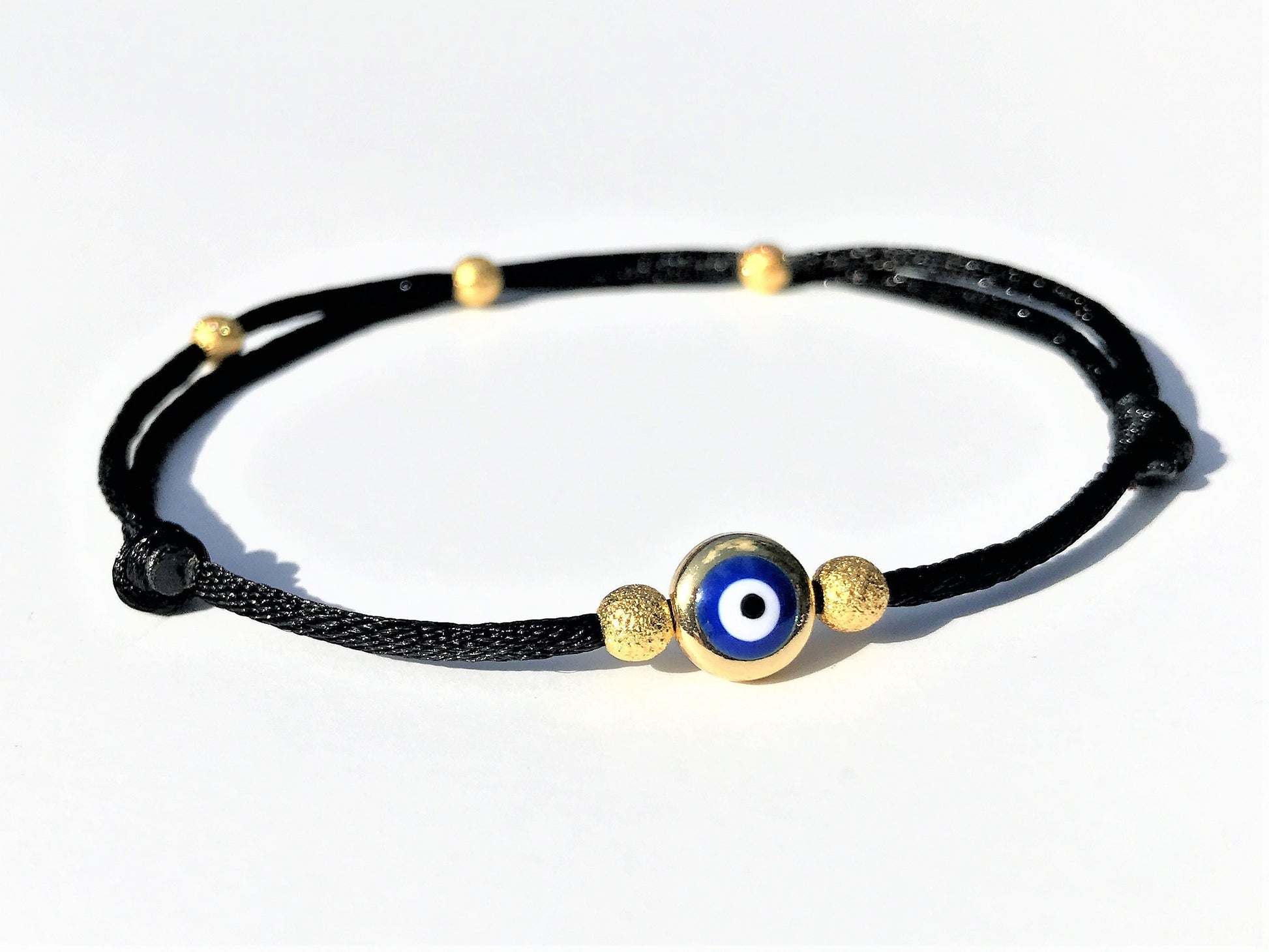 Mini Evil Eye Bracelet: Gold Filled Charm, Good Luck Amulet - lifestyle photo