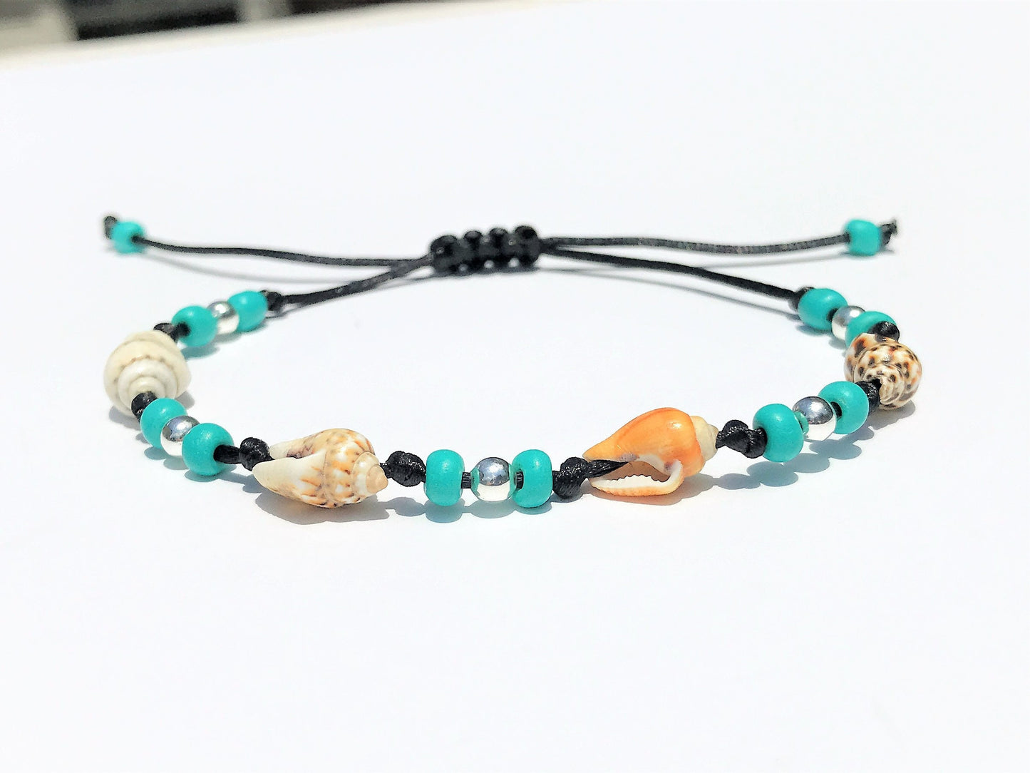 Conch Shell Bracelet: Personalized Initial, Beach Wedding Jewelry