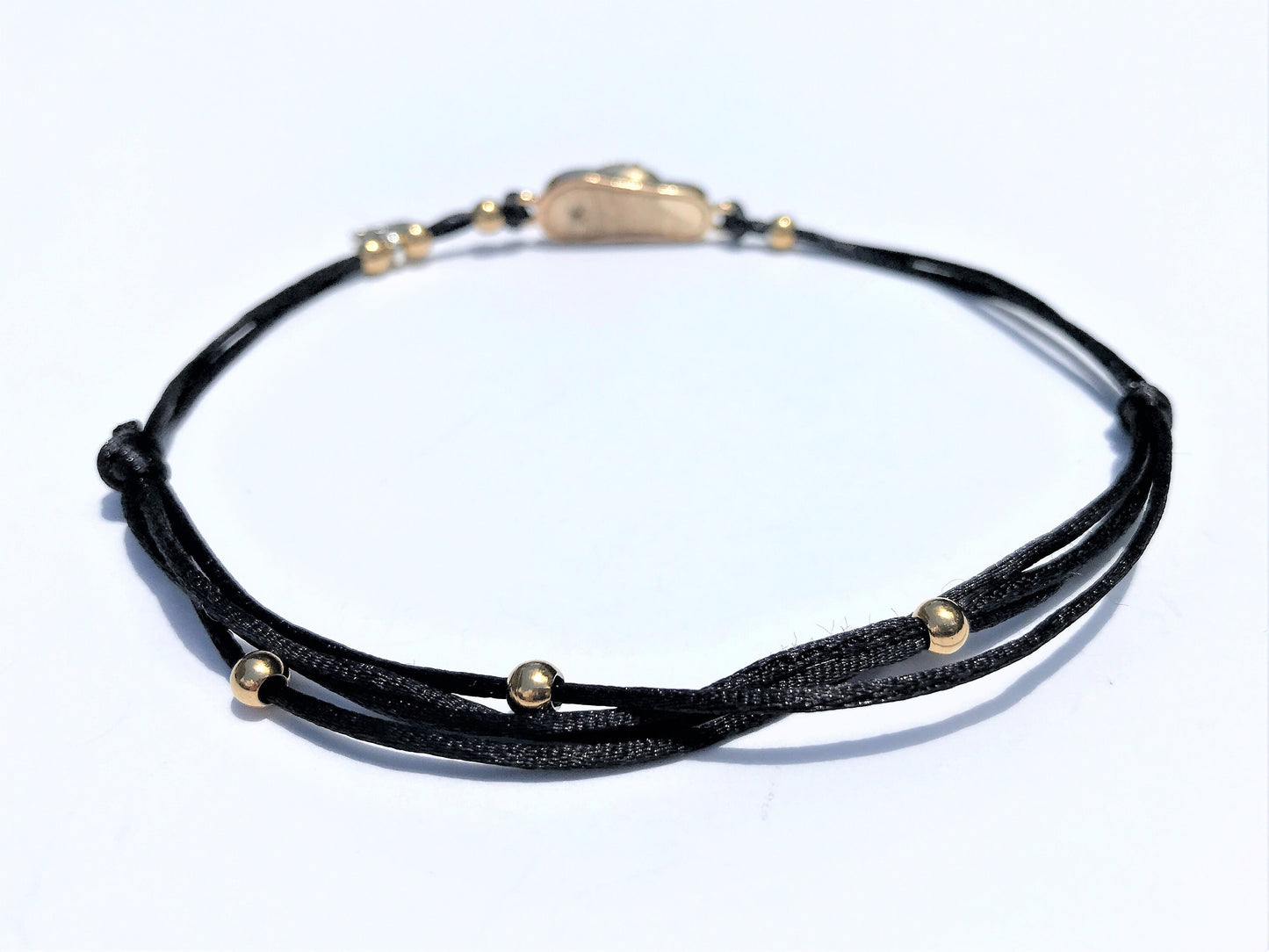 Flip Flop Initial Anklet: Gold Plated Charm, Waterproof Silk Cord