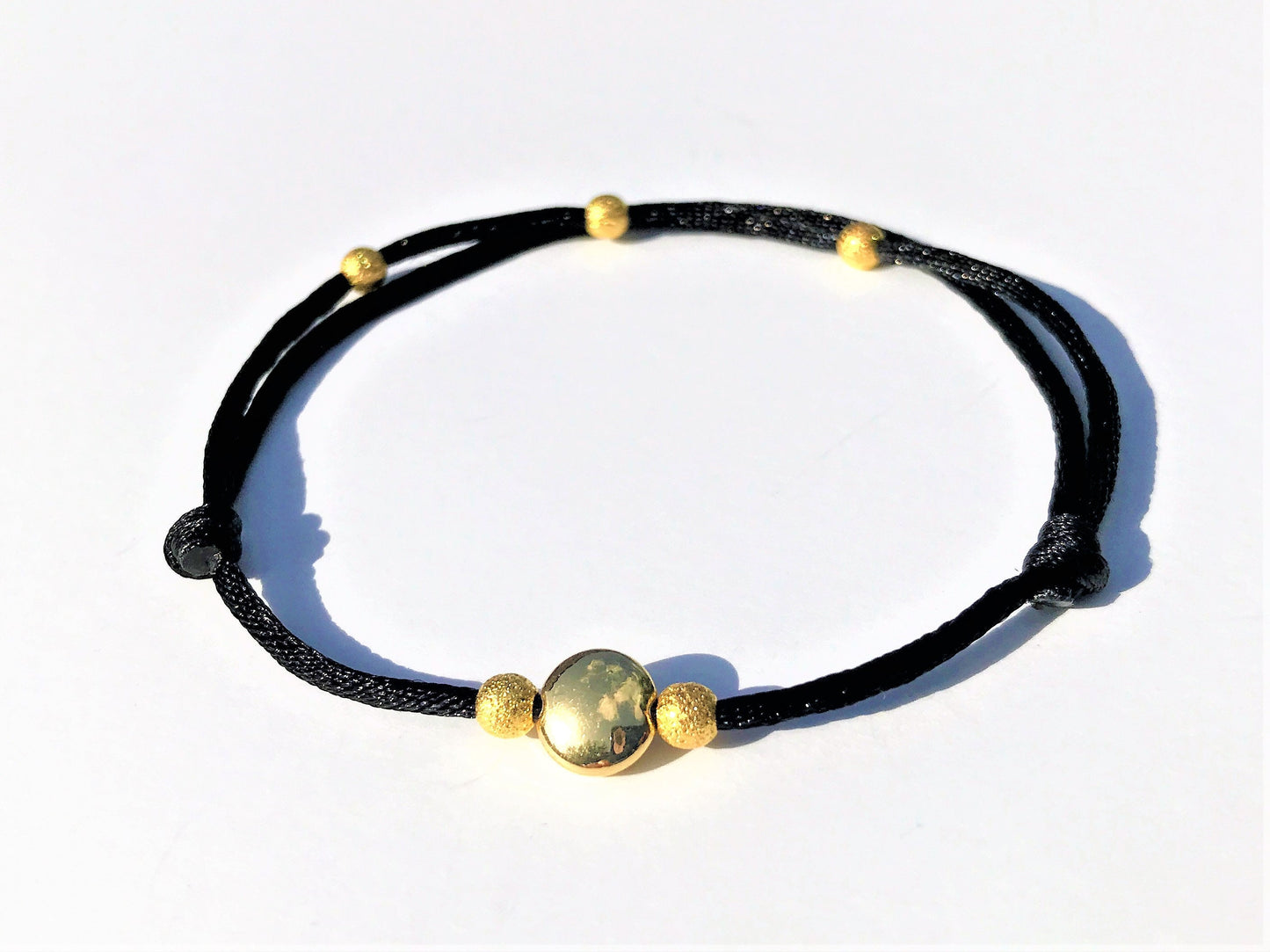 Mini Evil Eye Bracelet: Gold Filled Charm, Good Luck Amulet - side view