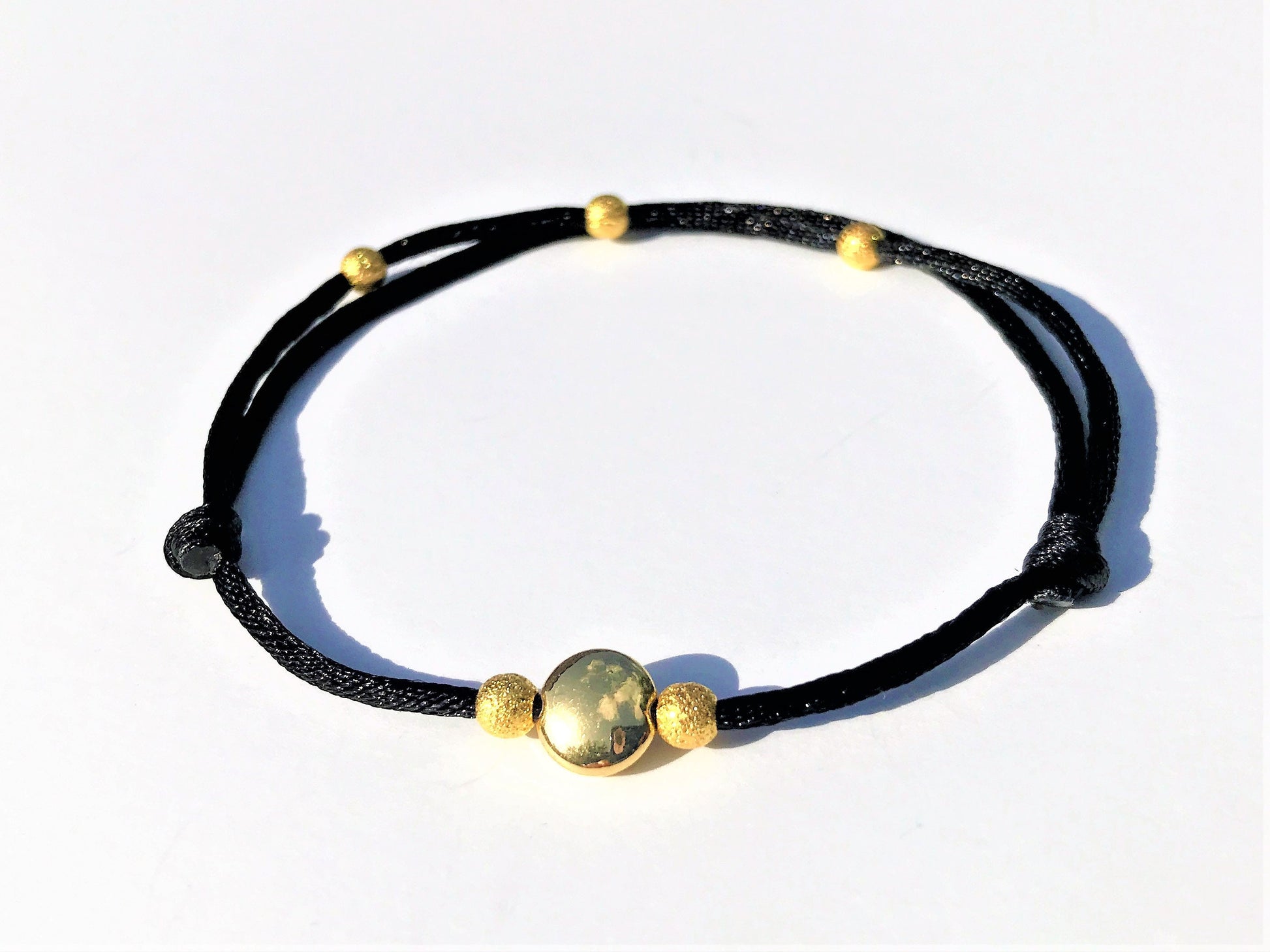 Mini Evil Eye Bracelet: Gold Filled Charm, Good Luck Amulet - side view