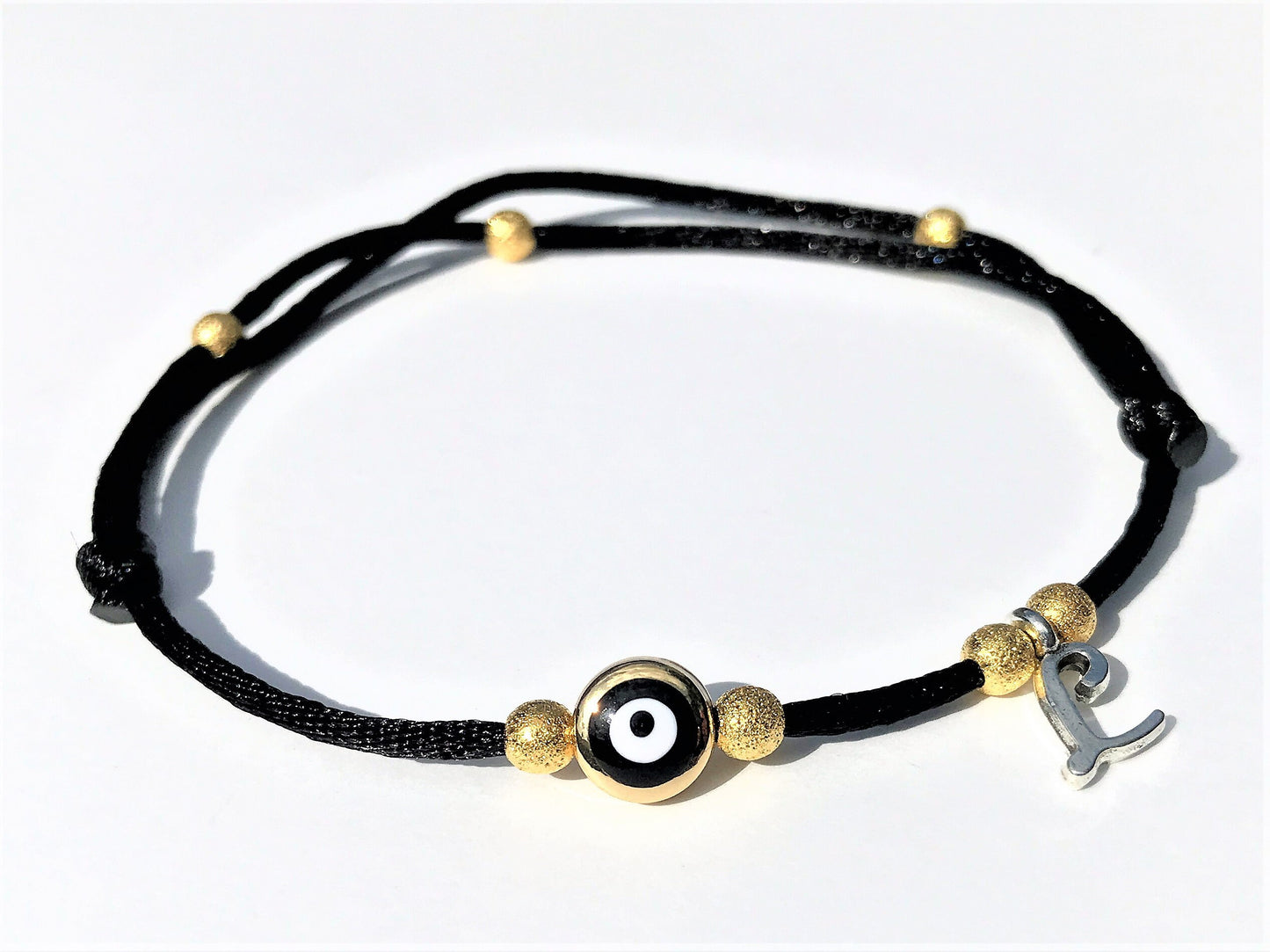 Mini Evil Eye Bracelet: Gold Filled Charm, Good Luck Amulet - on model