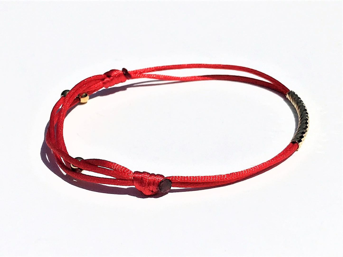 Red String Bracelet Adjustable Waterproof Gold Accent Minimalist Friendship Jewelry Personalized Gift for Good Luck