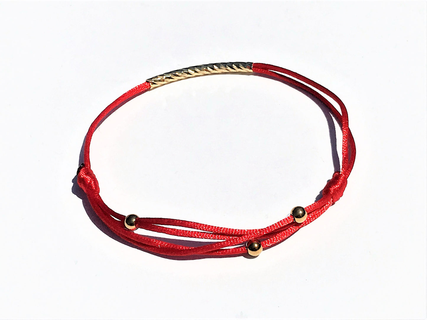 Red String Bracelet Adjustable Waterproof Gold Accent Minimalist Friendship Jewelry Personalized Gift for Good Luck