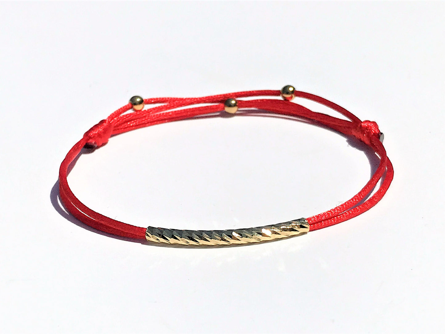 Red String Bracelet Adjustable Waterproof Gold Accent Minimalist Friendship Jewelry Personalized Gift for Good Luck