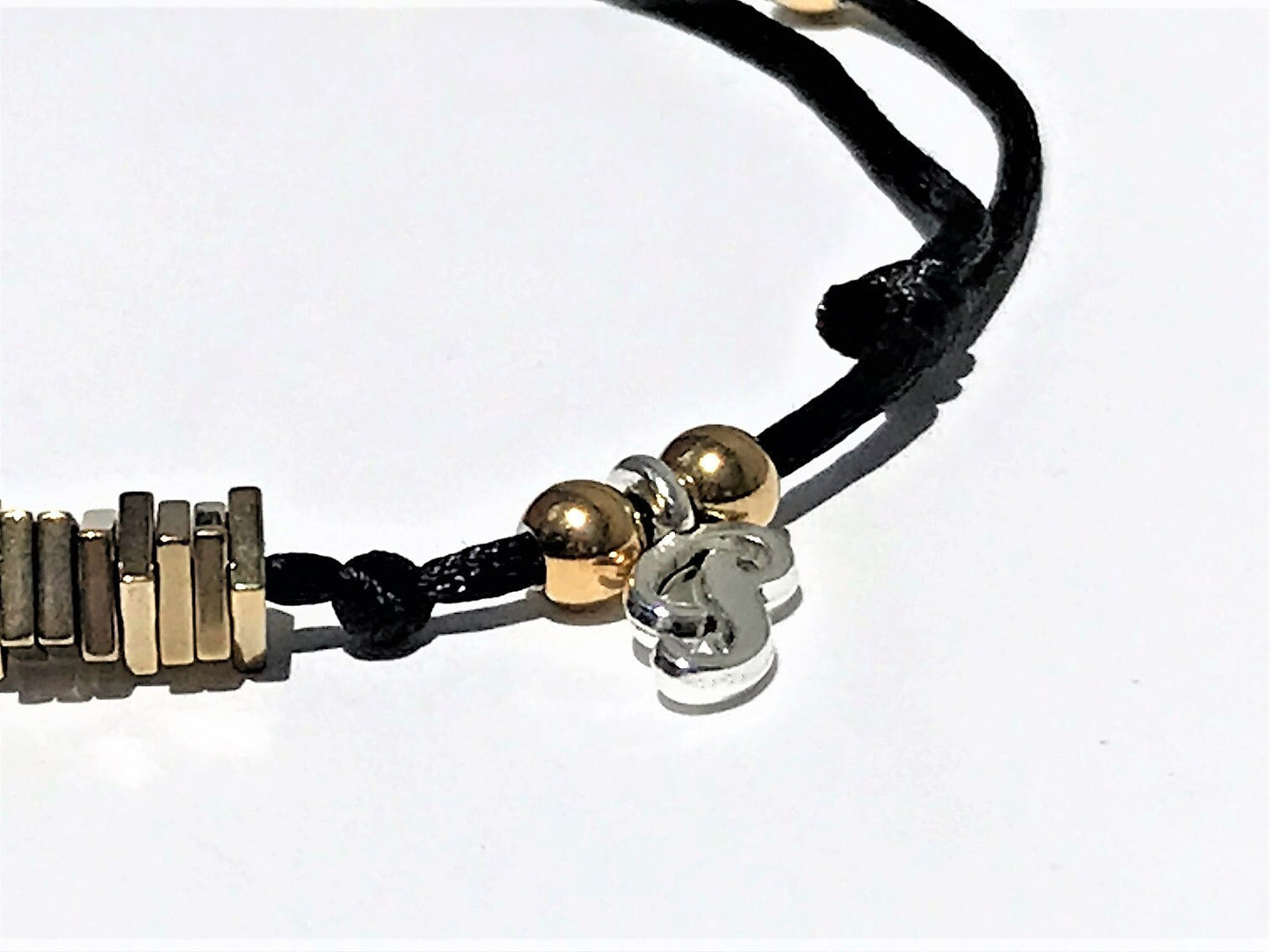 Gold-Filled Evil Eye Bracelet, Adjustable Waterproof Bracelet, Gold Hematite Beads, Protection Bracelet for Women, Personalized Initial Gift