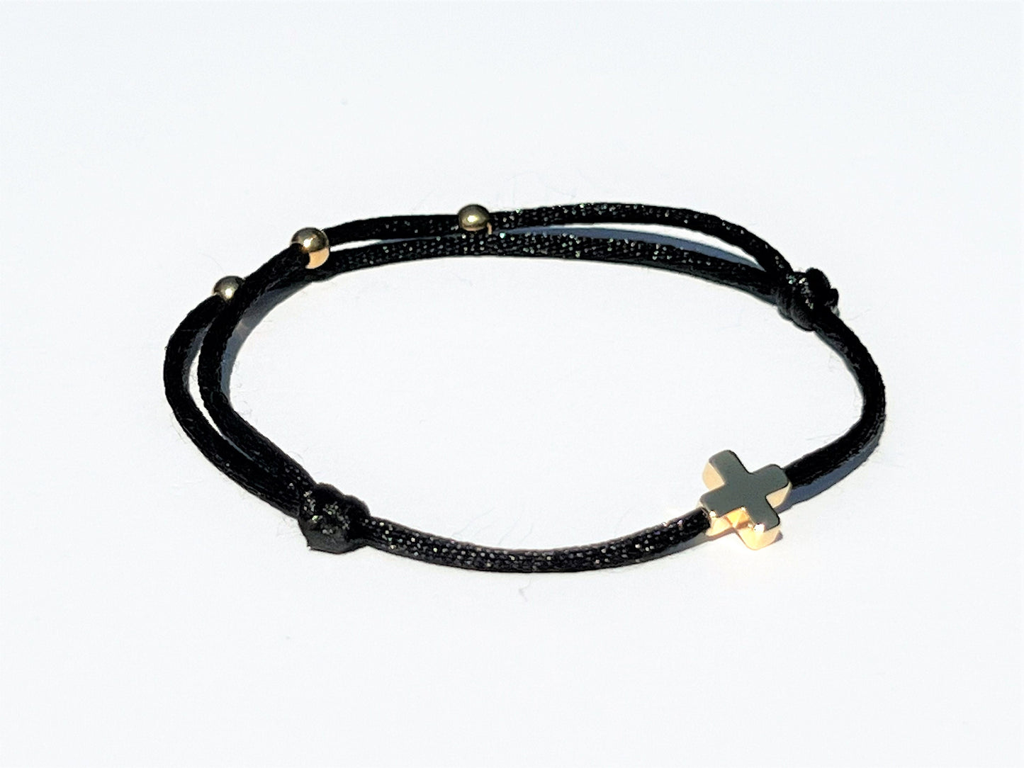 Personalized Cross Bracelet, 18K Gold Filled Christian Bracelet, Adjustable and Waterproof Faith Gift