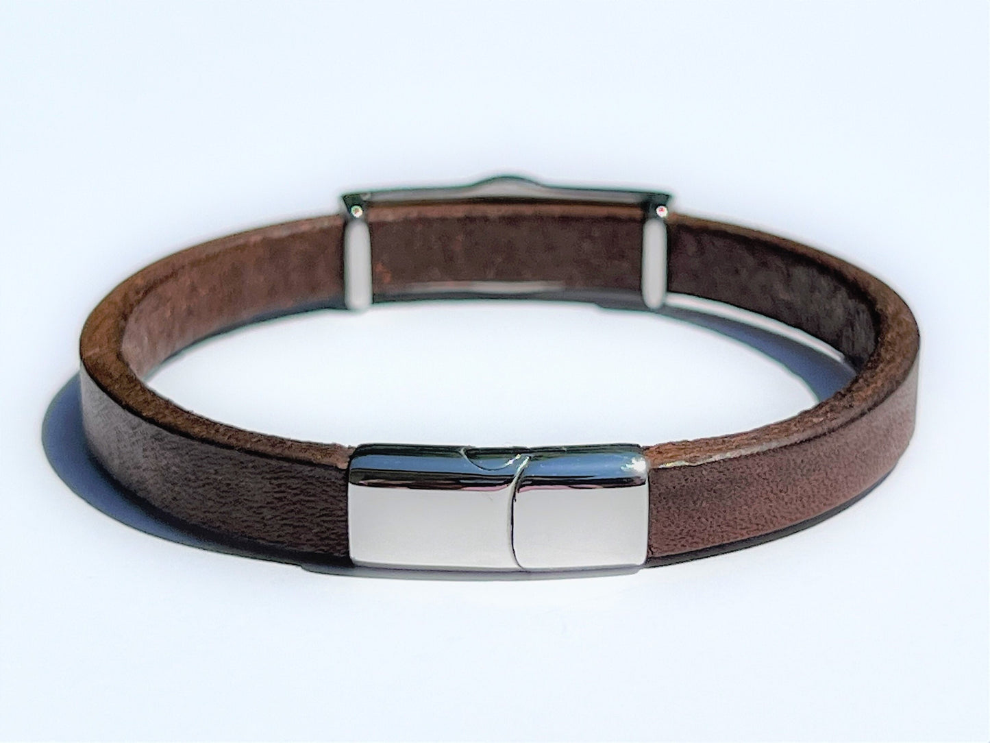 Leather Compass Bracelet: Magnetic Clasp, Stainless Steel Charm, Personalized 3rd Anniversar... - photo 9