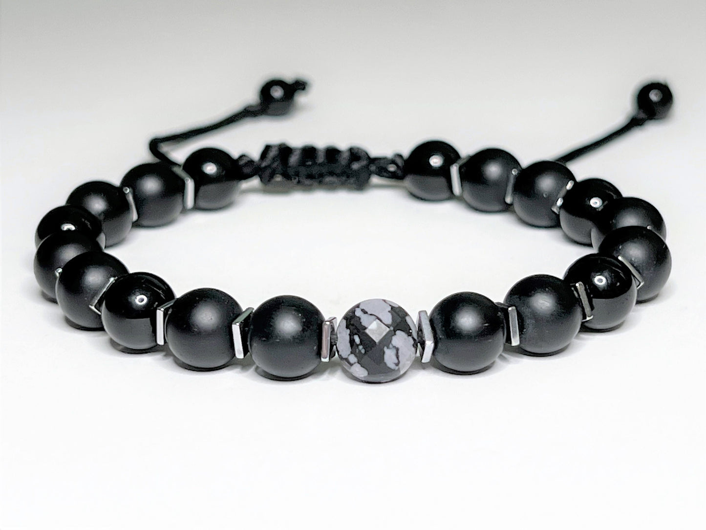 Matte Black Onyx Bracelet - on model