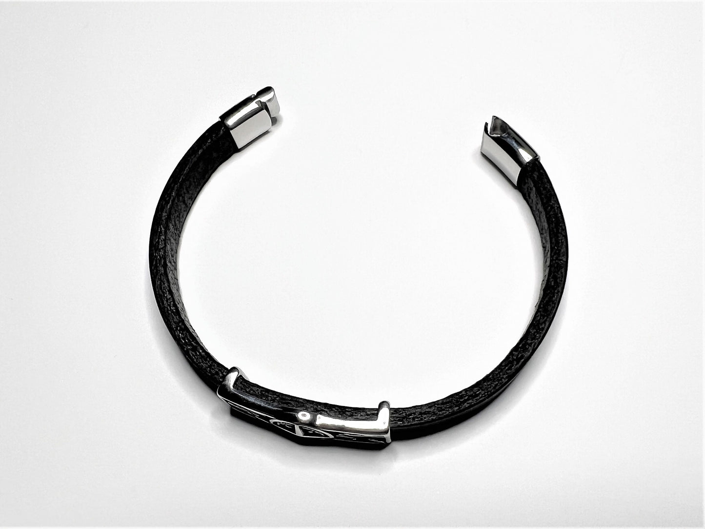 Leather Compass Bracelet for Men, Personalized with Hidden Initials, Travel Gift - side view