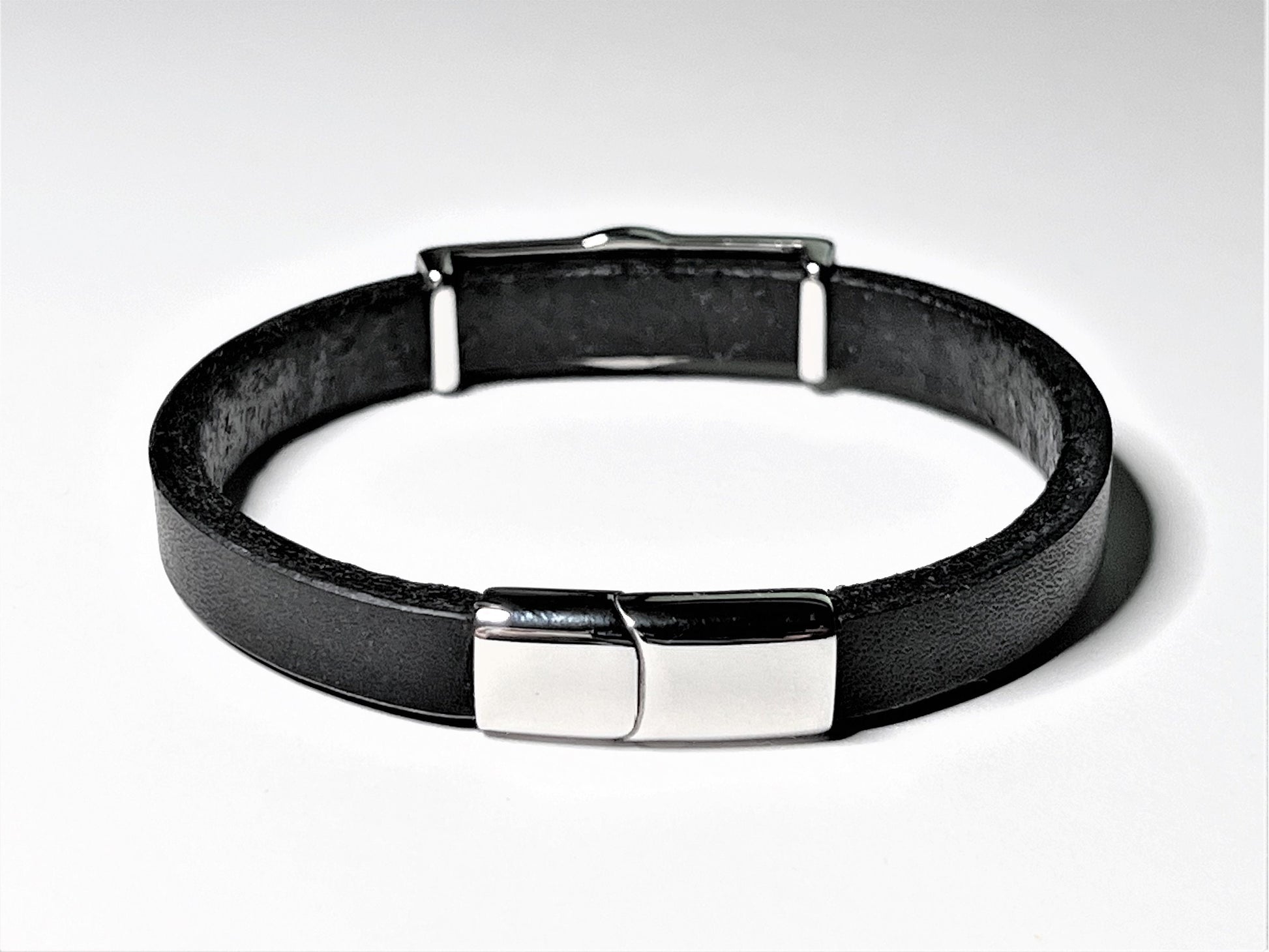 Leather Compass Bracelet for Men, Personalized with Hidden Initials, Travel Gift - worn view
