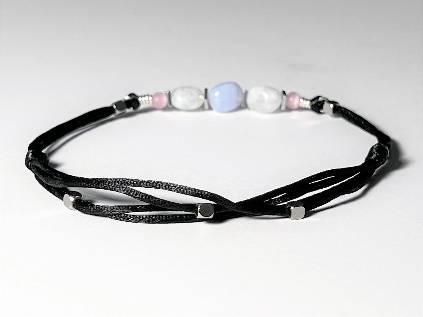 Moonstone Anklet: Blue Lace Agate, Adjustable Waterproof Gemstone Jewelry - photo 8