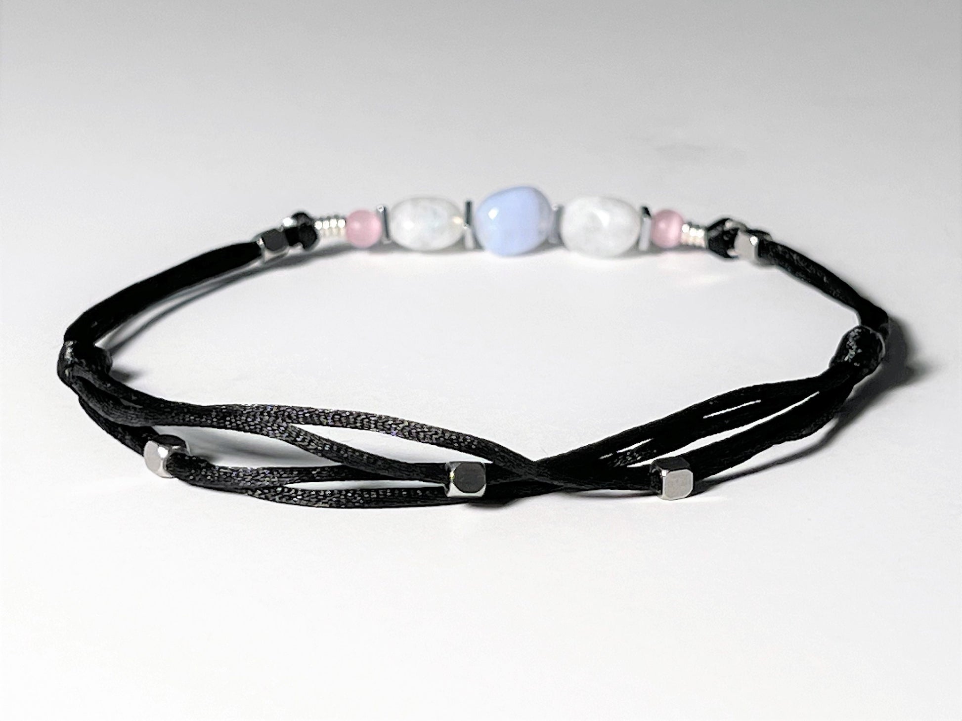 Moonstone Anklet: Blue Lace Agate, Adjustable Waterproof Gemstone Jewelry - photo 8