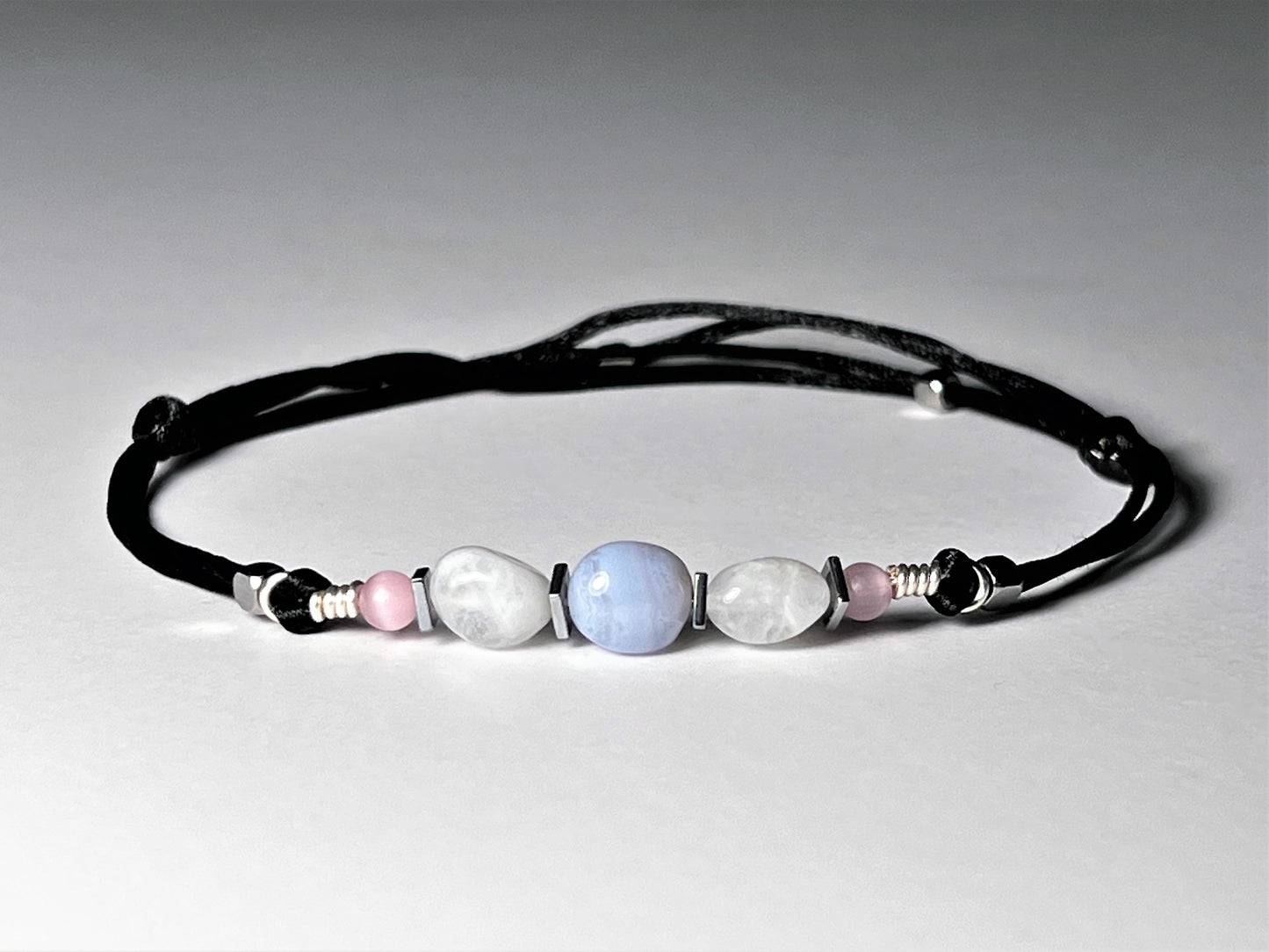 Moonstone Anklet: Blue Lace Agate, Adjustable Waterproof Gemstone Jewelry - photo 10