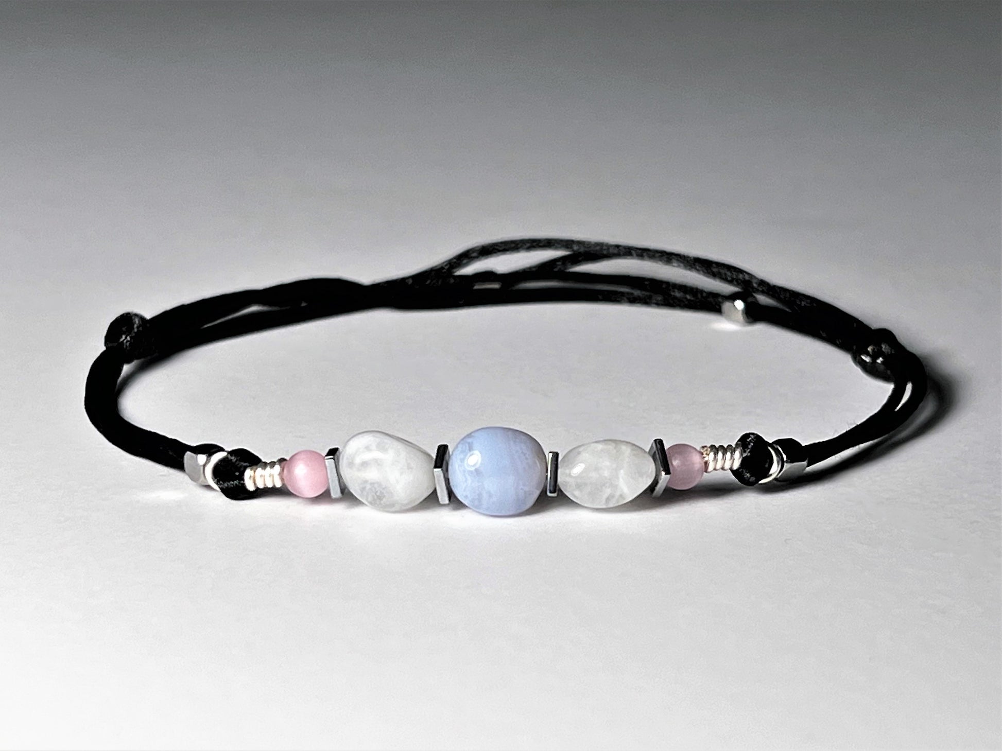Moonstone Anklet: Blue Lace Agate, Adjustable Waterproof Gemstone Jewelry - photo 10