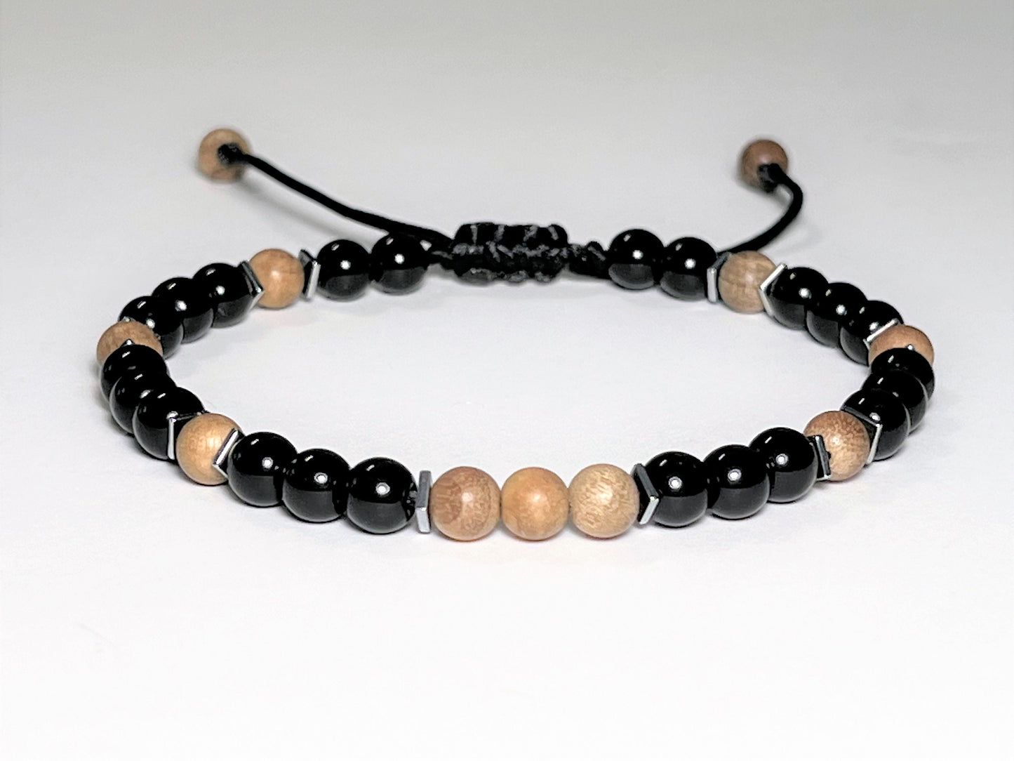 Waterproof Sandalwood & Black Onyx Bracelet with Hematite - photo 9