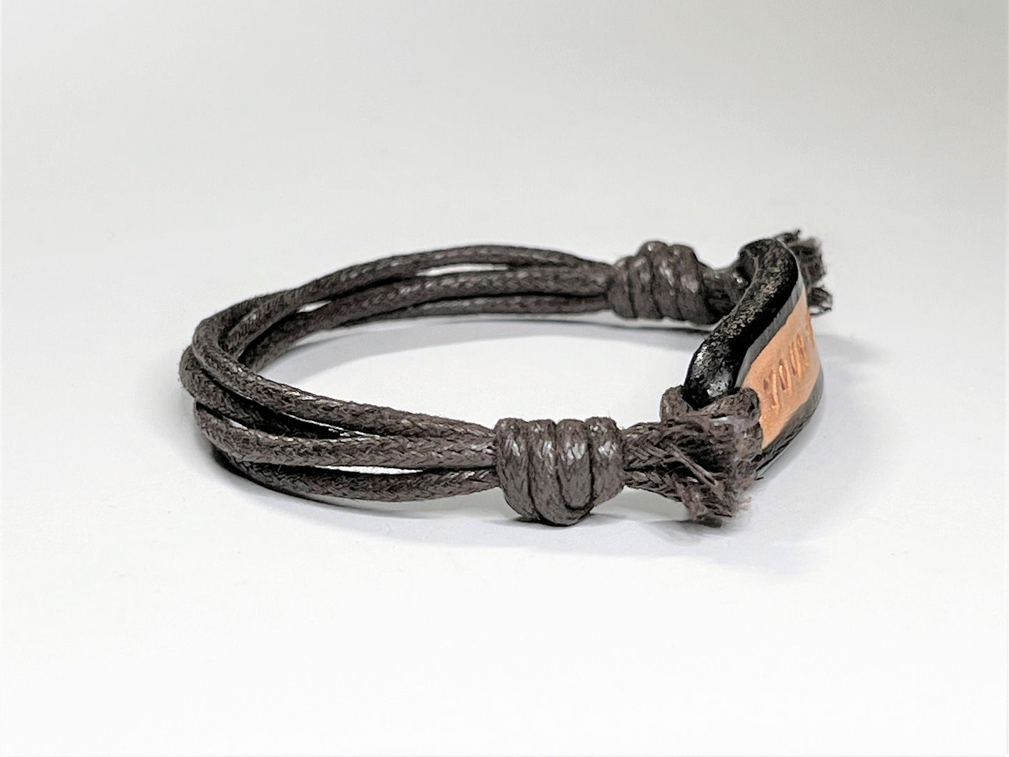 Custom Leather Name Bracelet for Men, Adjustable Rustic Cord Bracelet - photo 12