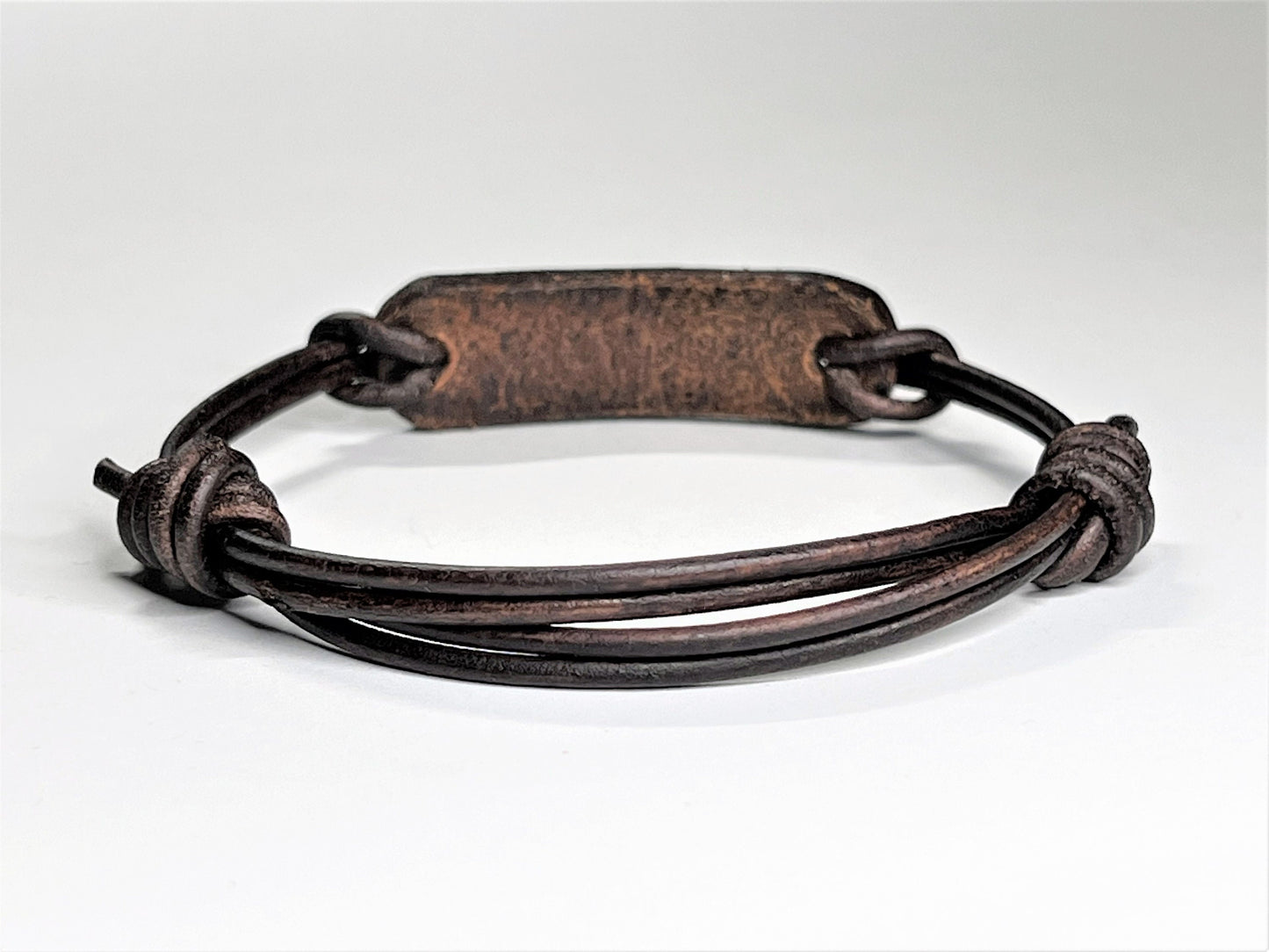 Custom Leather Name Bracelet for Men, Adjustable Rustic Cord Bracelet - lifestyle photo