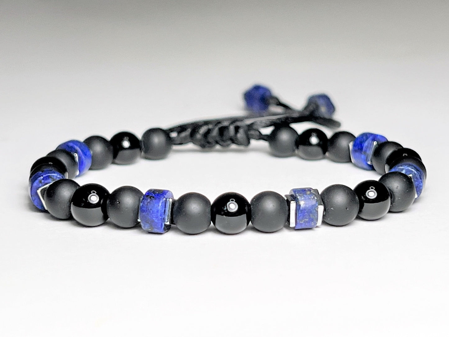 Lapis Lazuli & Matte Black Onyx Bracelet - lifestyle photo