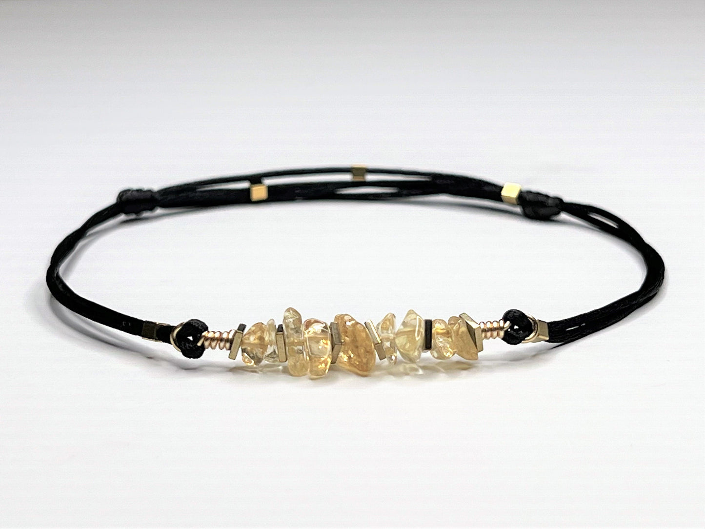 Citrine Chip Anklet - side view