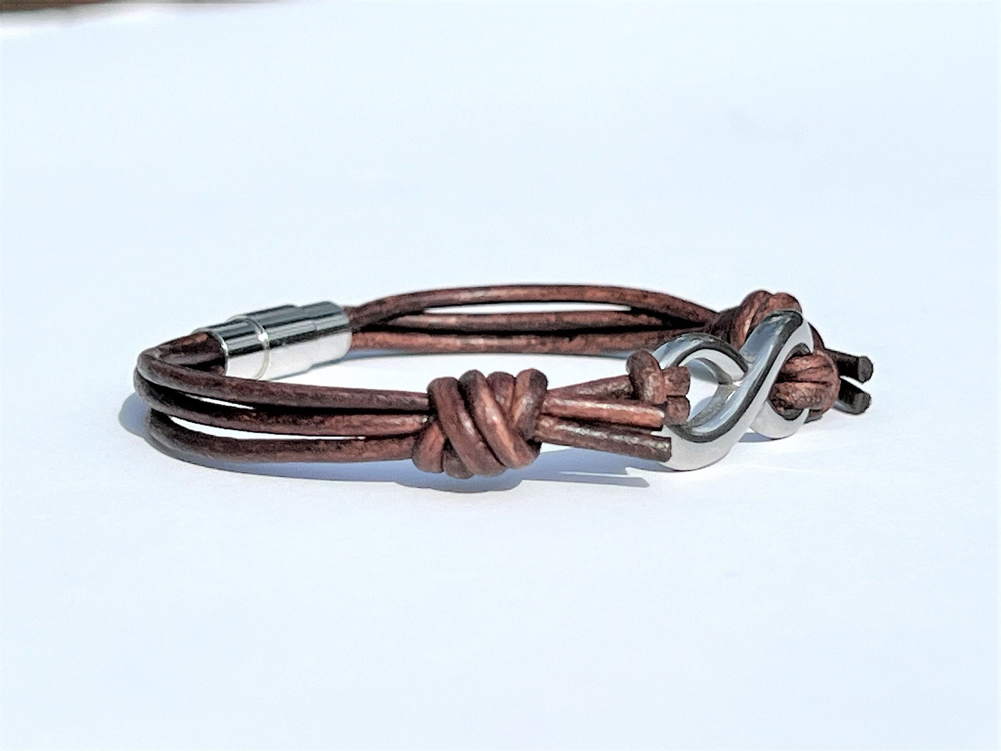 Infinity Leather Multi Cord Bracelet: Stainless Steel Charm, Magnetic Clasp, Anniversary Gif... - photo 13
