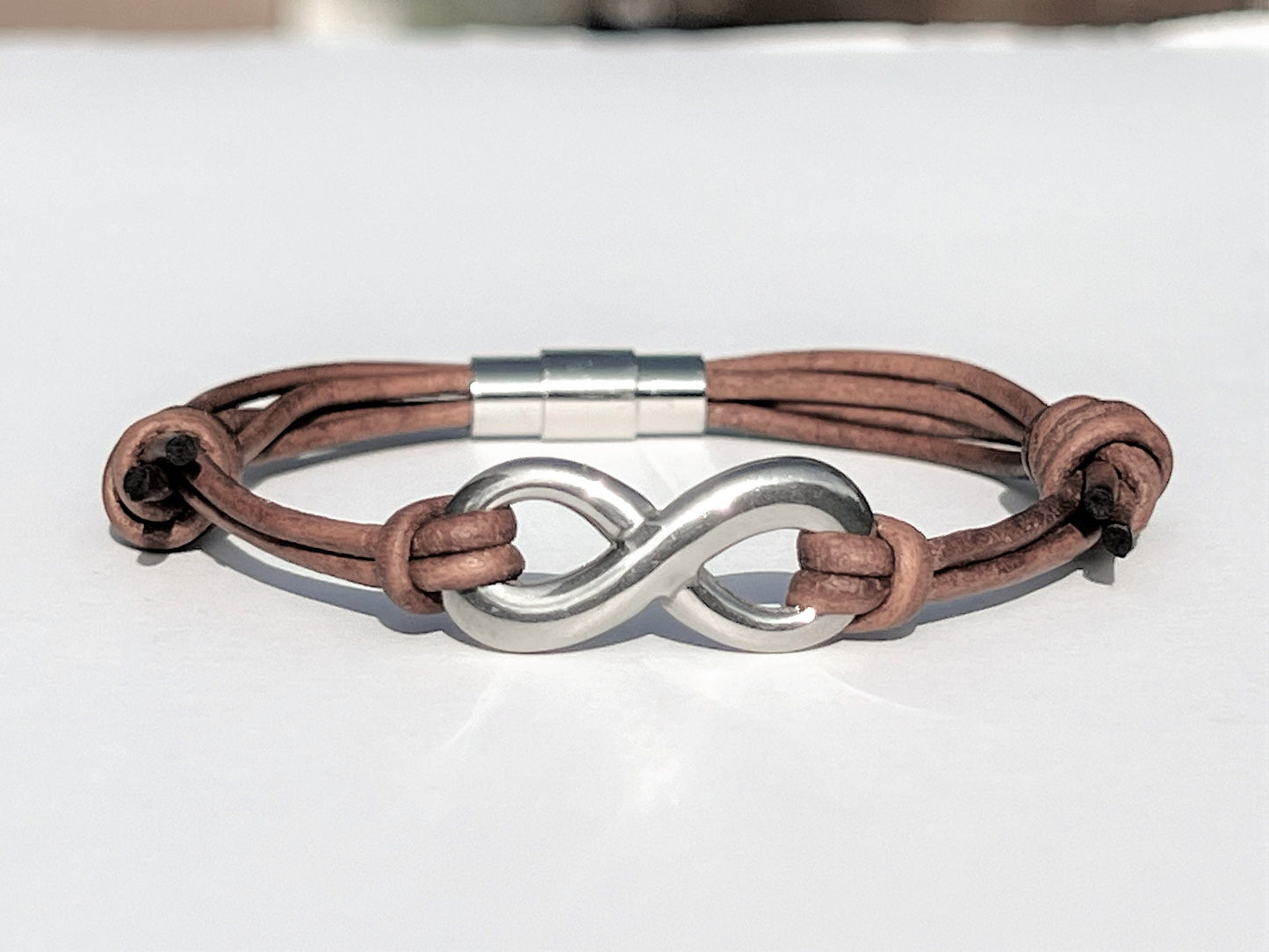 Infinity Leather Multi Cord Bracelet: Stainless Steel Charm, Magnetic Clasp, Anniversary Gif... - photo 12