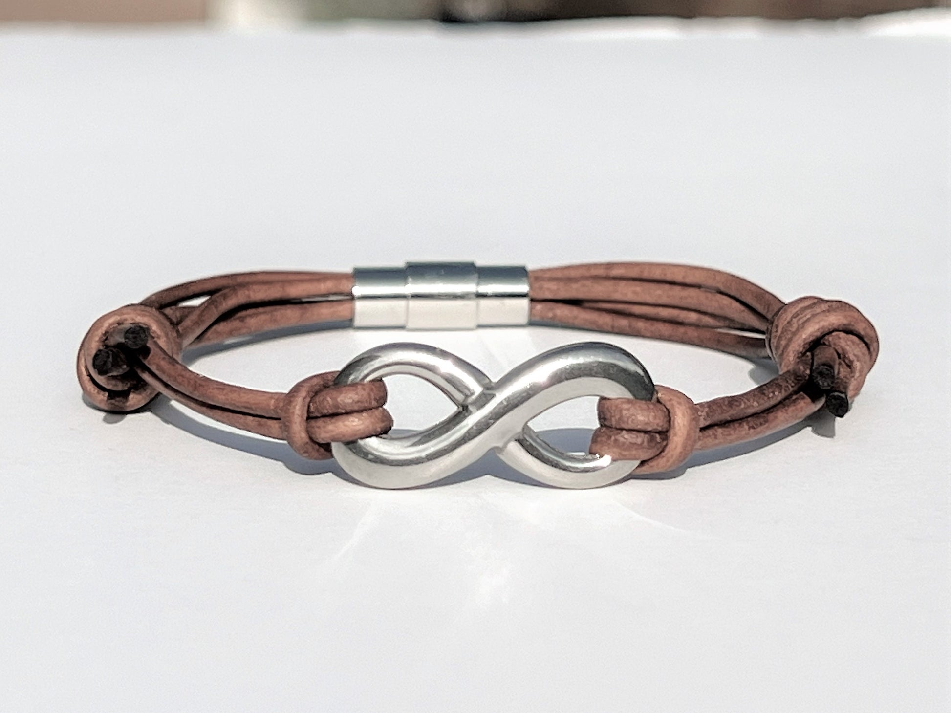 Infinity Leather Multi Cord Bracelet: Stainless Steel Charm, Magnetic Clasp, Anniversary Gif... - photo 12