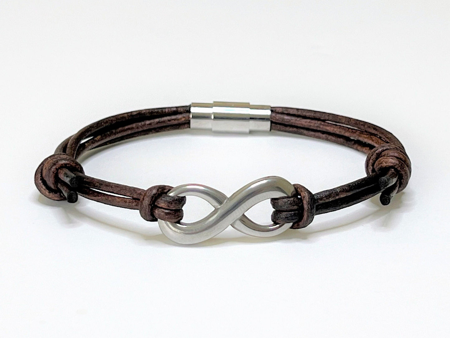 Infinity Leather Multi Cord Bracelet: Stainless Steel Charm, Magnetic Clasp, Anniversary Gif... - photo 10