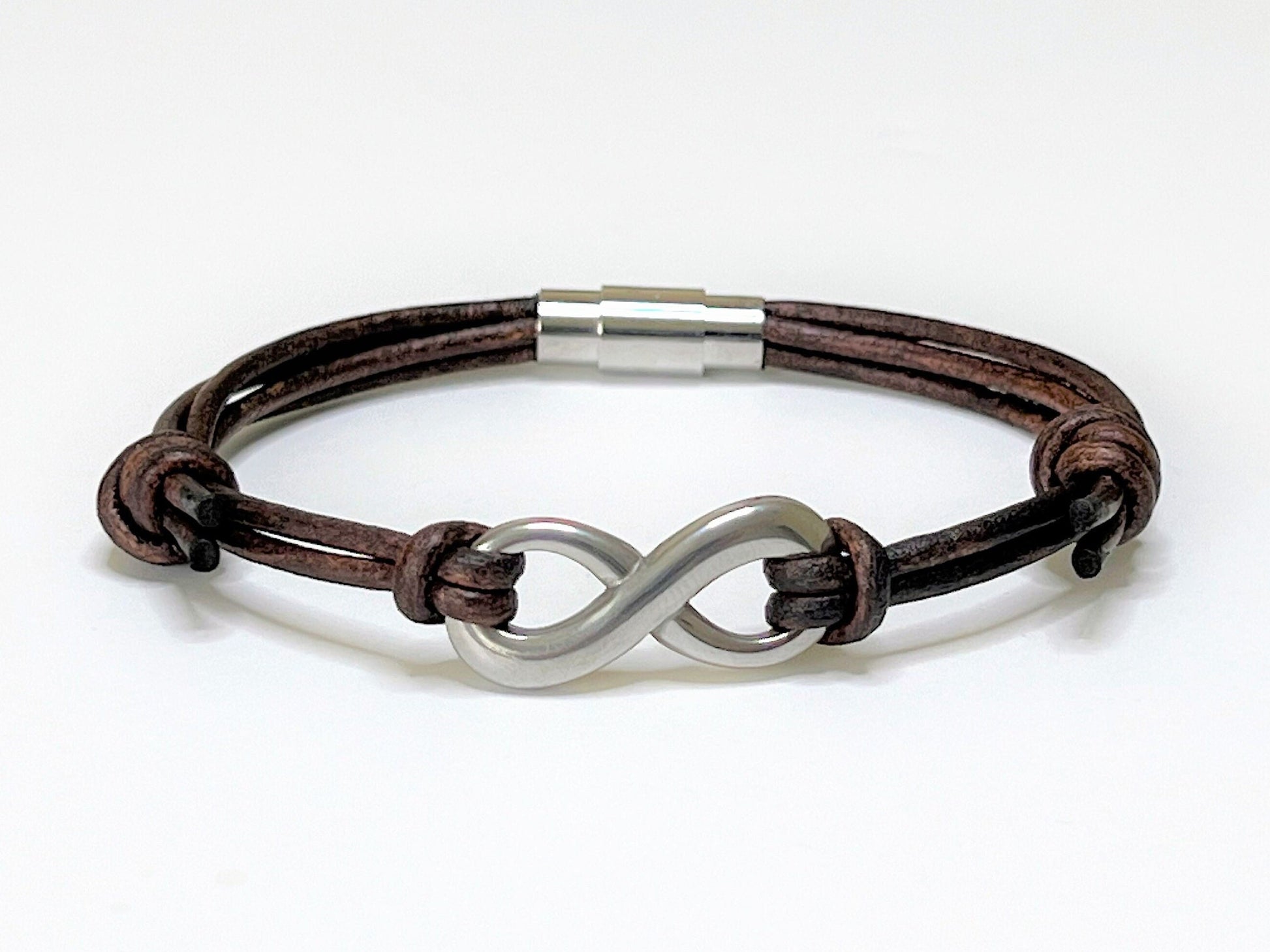 Infinity Leather Multi Cord Bracelet: Stainless Steel Charm, Magnetic Clasp, Anniversary Gif... - photo 10