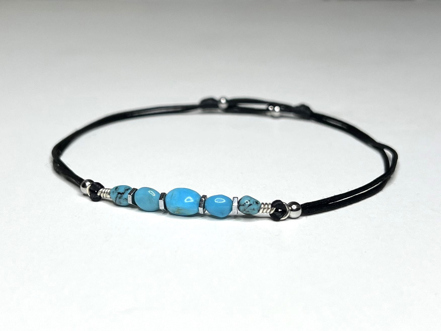 Turquoise Anklet for Women – Adjustable Waterproof Anklet, Sleeping Beauty Arizona Turquoise, Personalized Charm Gift