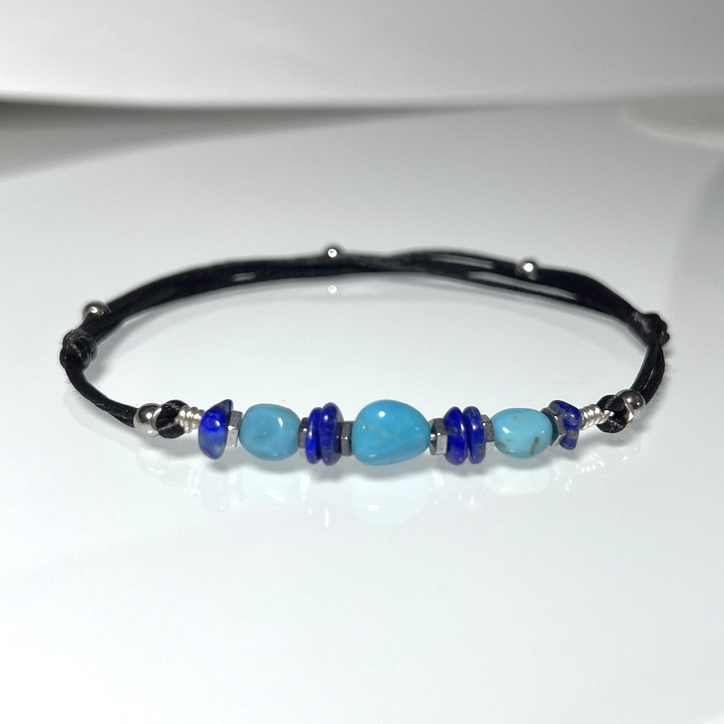 Turquoise Lapis Lazuli Anklet - lifestyle photo