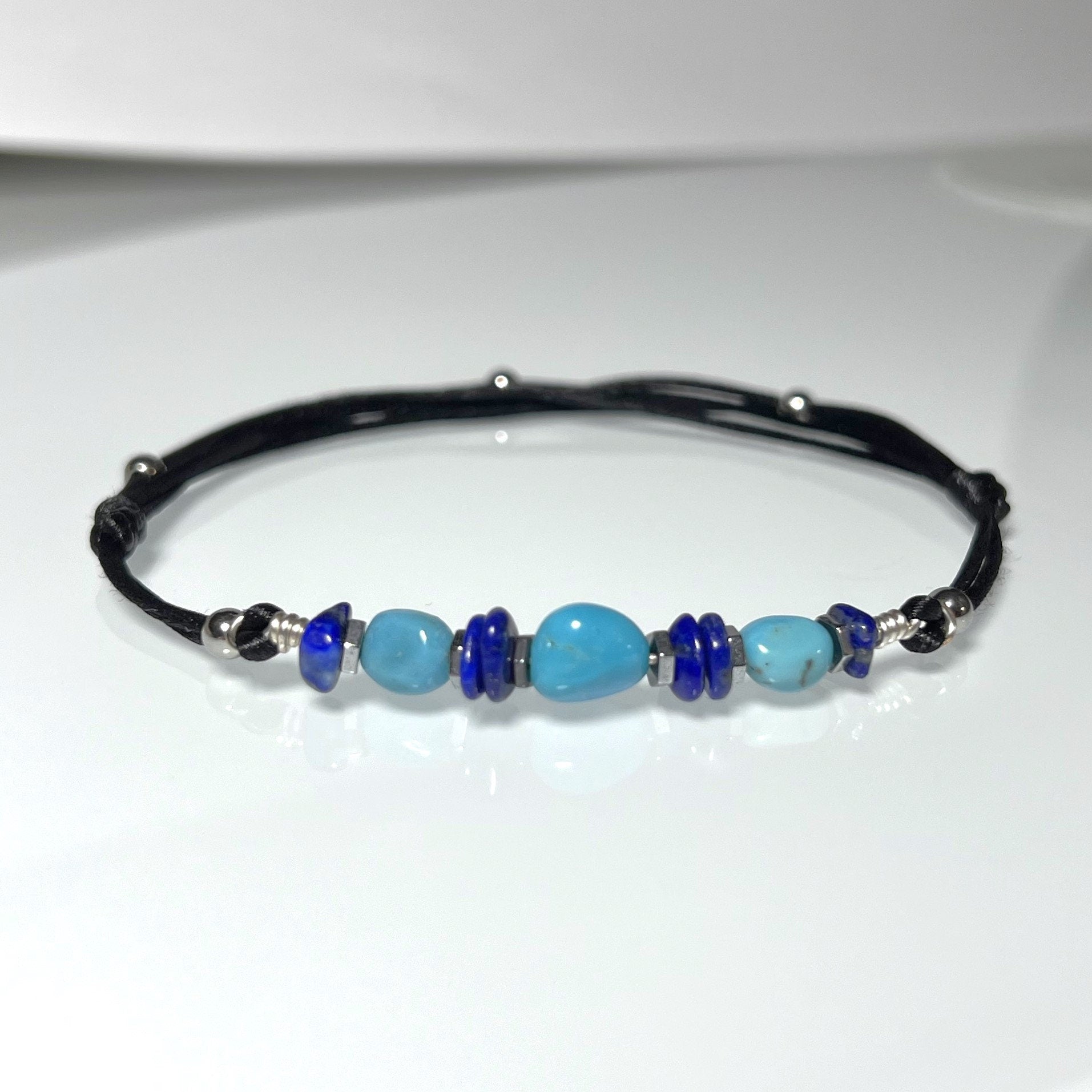 Turquoise Lapis Lazuli Anklet - lifestyle photo