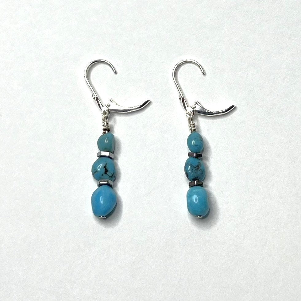 Sleeping Beauty Turquoise Jewelry Set – Sterling Silver Earrings & Pendant, Natural Arizona ... - photo 8