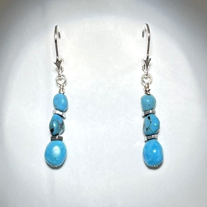 Sleeping Beauty Turquoise Jewelry Set – Sterling Silver Earrings & Pendant, Natural Arizona ... - photo 9