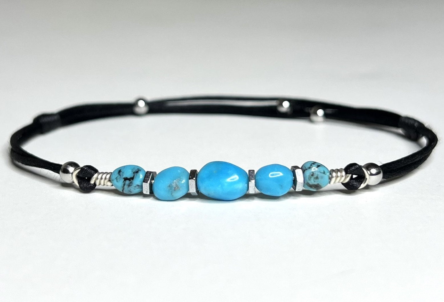 Turquoise Anklet for Women – Adjustable Waterproof Anklet, Sleeping Beauty Arizona Turquoise, Personalized Charm Gift