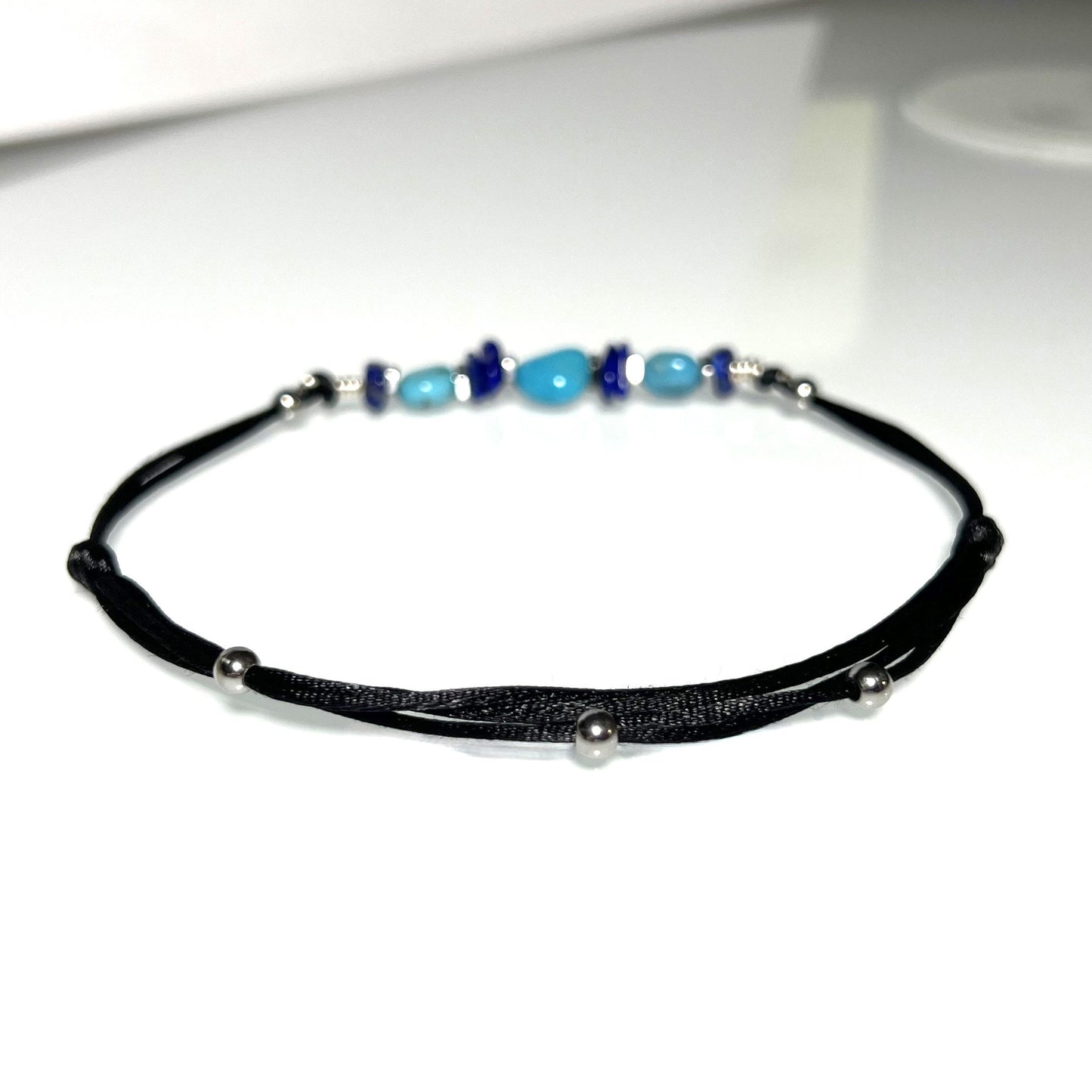 Turquoise Lapis Lazuli Anklet - side view