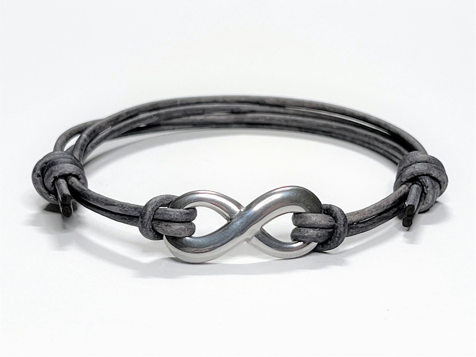 Personalized Infinity Bracelets for Couples, Engraved Leather Anniversary Gift - photo 10